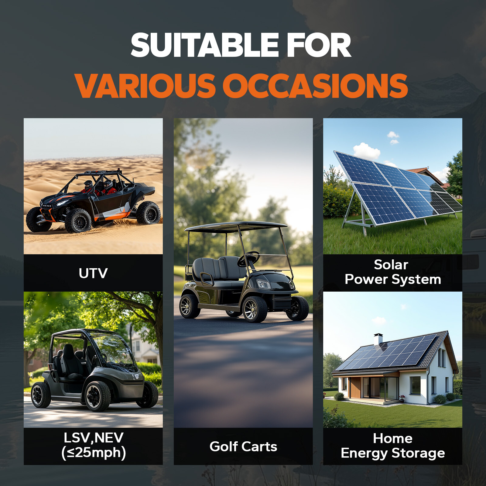 LiTime 48V 100Ah Bluetooth Golf Cart LiFePO4 Lithium Battery + 58.4V 18A Charger