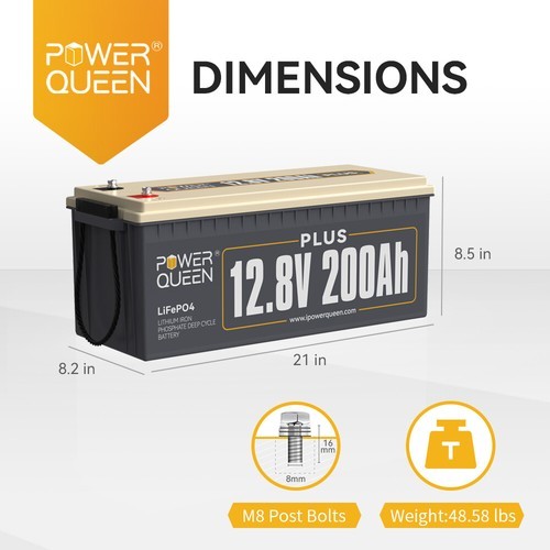 12V 200Ah Plus Deep Cycle Lithium Battery LiFePO4 200A BMS for RV Solar Off-grid