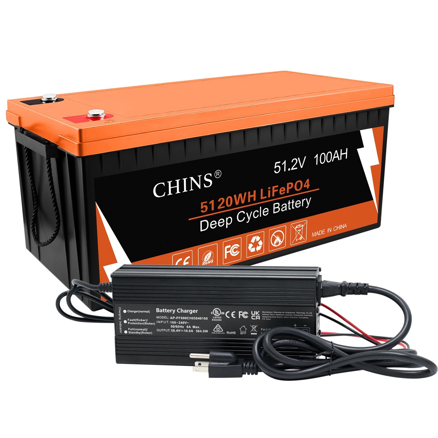 CHINS LiFePO4 Battery 12V 20AH 50AH 100AH Deep Cycle Lithium Battery Gff-Grid