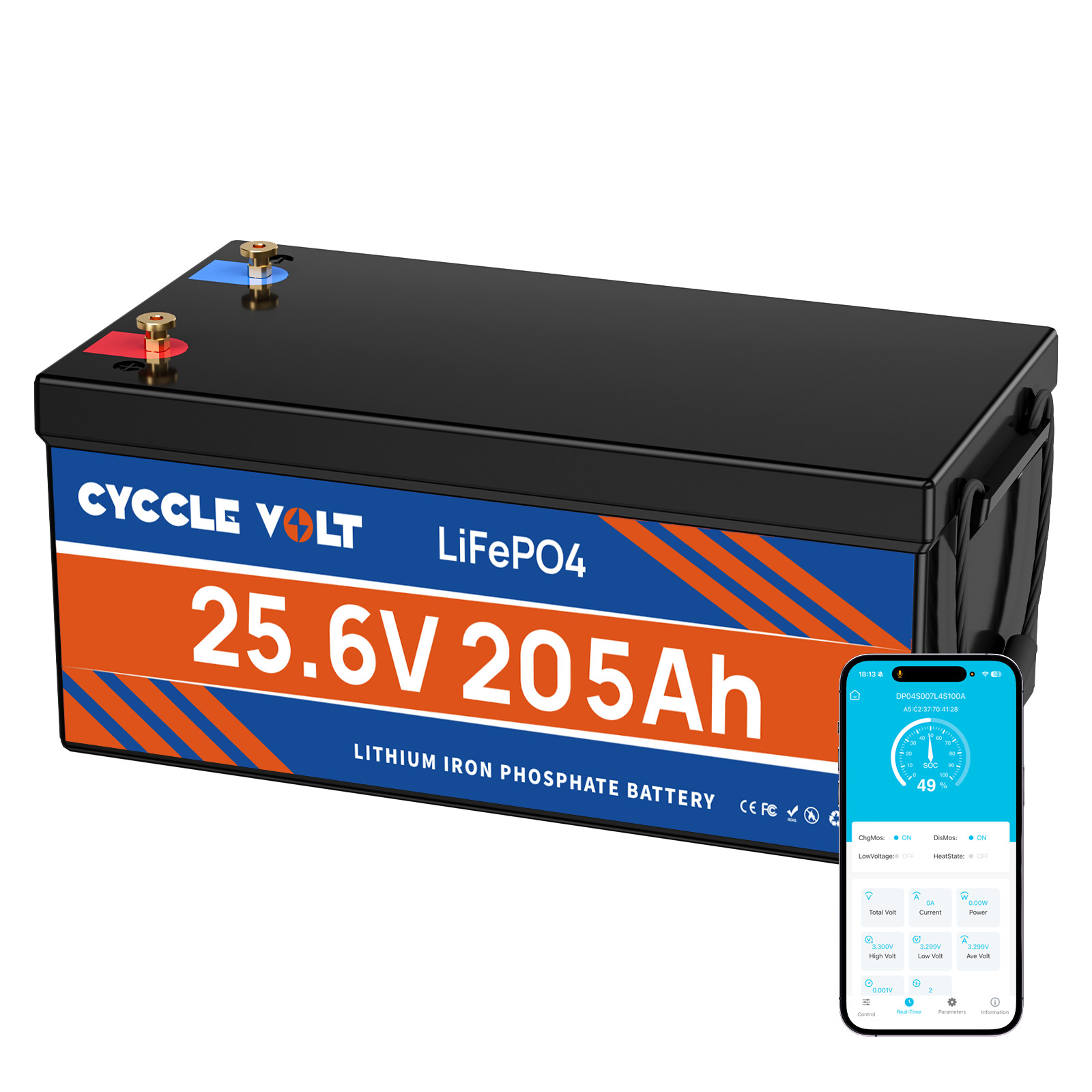 24V 200Ah LiFePO4 Lithium Battery 5120Wh BMS for Off-grid RV Solar Backup Power