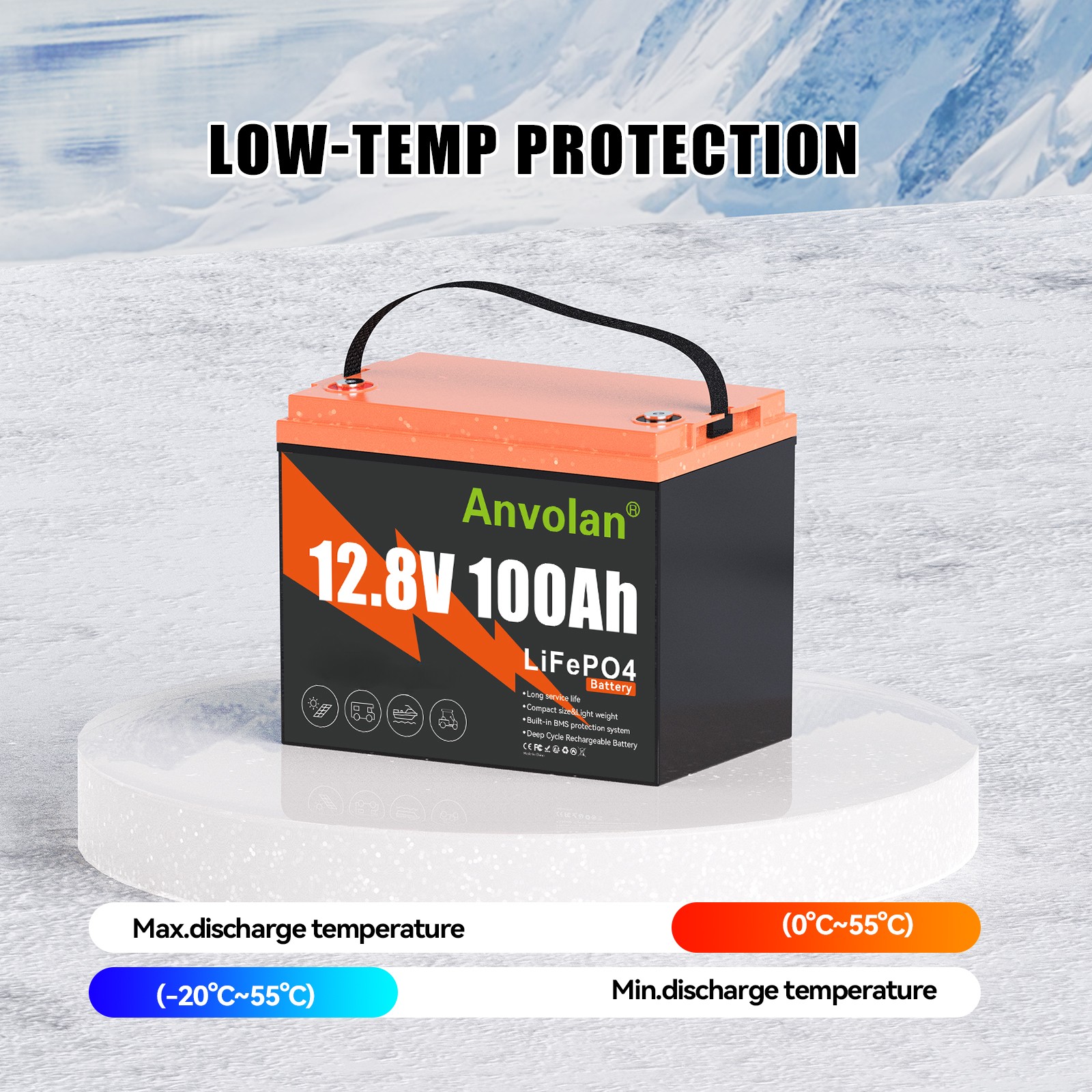 12V 100Ah 200Ah LiFePO4 Lithium Battery Pack BMS Deep Cycle for RV Marine Solar