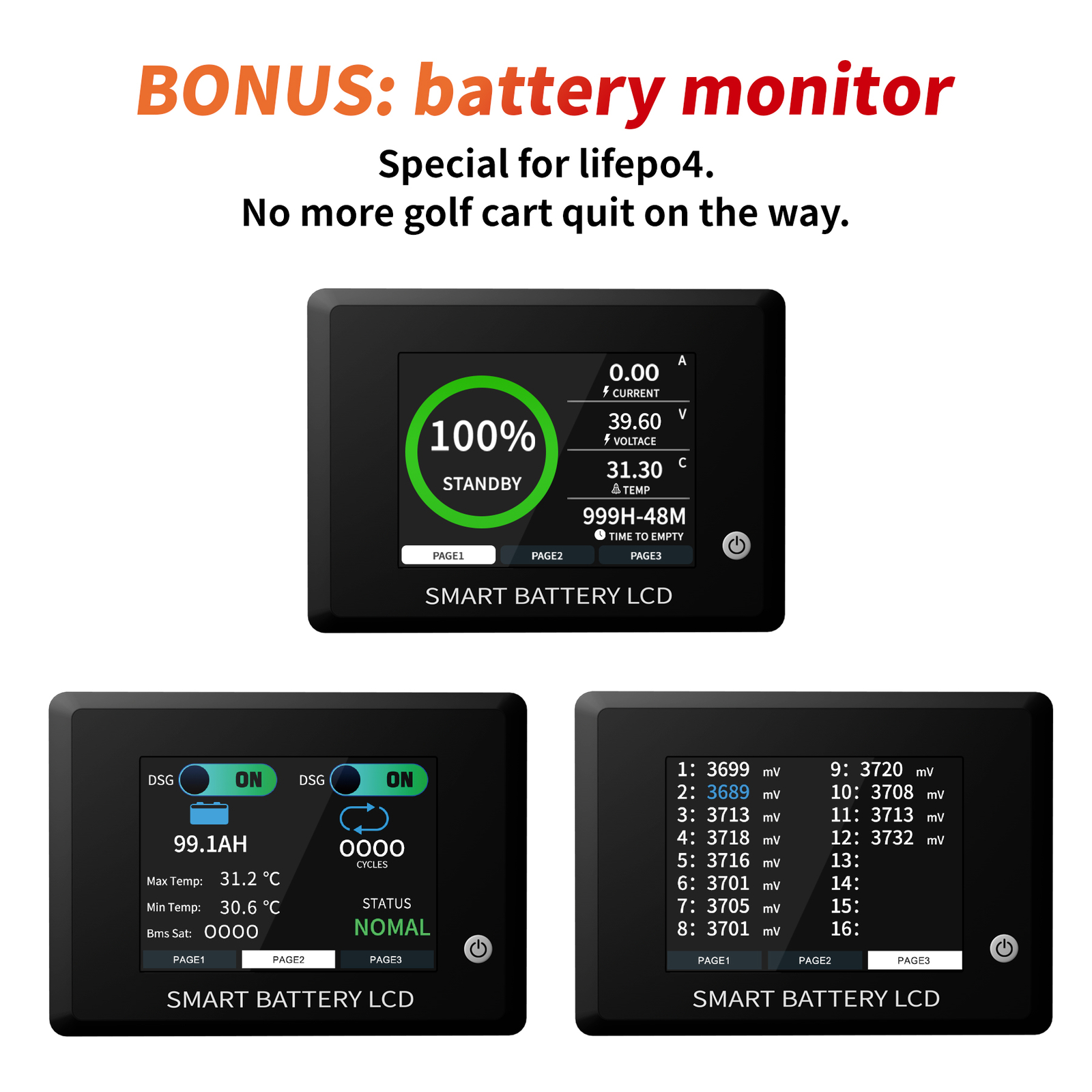36V 105Ah Battery LiFePO4 Lithium Golf Cart A+Cells 200A BMS+Monitor+20A Charger
