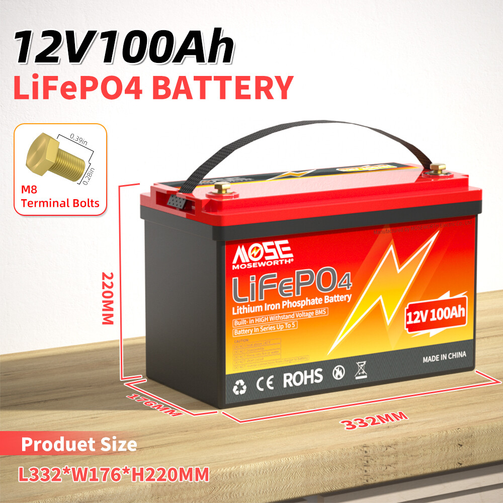 1/2/3 Pack 12V 100Ah LiFePO4 Lithium Battery 15000+Cycle BMS for RV Solar Marine