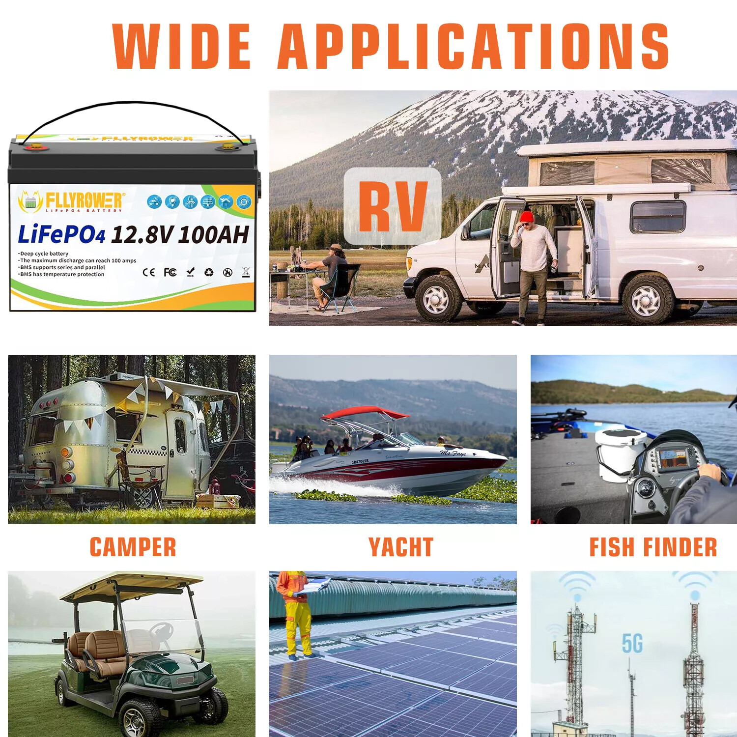 2-Pack 24V 100Ah LiFePO4 Battery 100A BMS Deep Cycles 12V 100Ah For Golf Cart RV