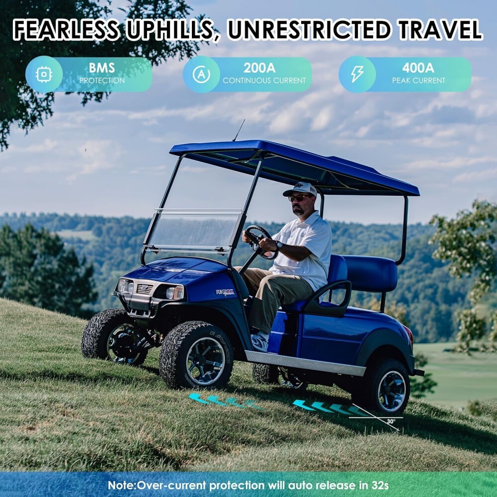 36V 105Ah Battery LiFePO4 Lithium Bluetooth Golf Cart 200A BMS+Monit+25A Charger