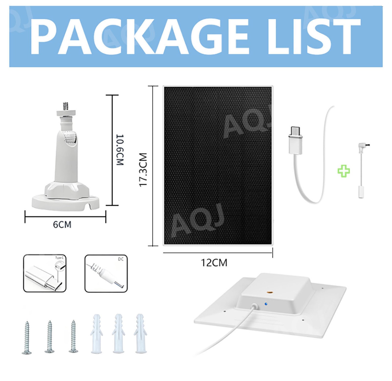 3W Solar Panel for For RING Doorbell Camera 5V Output IP65 Rated Compact Design
