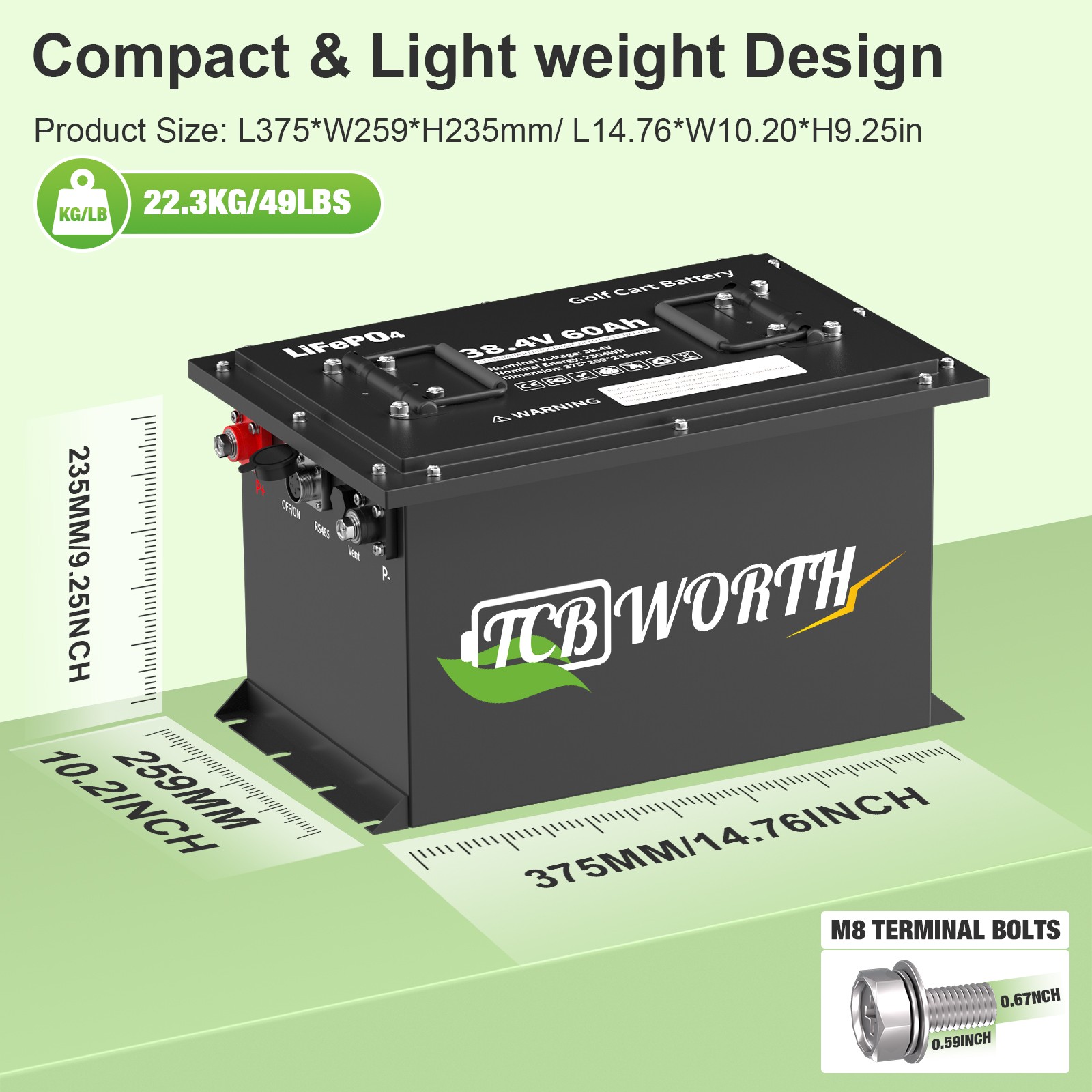 36V 105Ah 60Ah LiFePO4 Lithium Battery Smart BMS for Golf Cart Club Car EZGO TXT