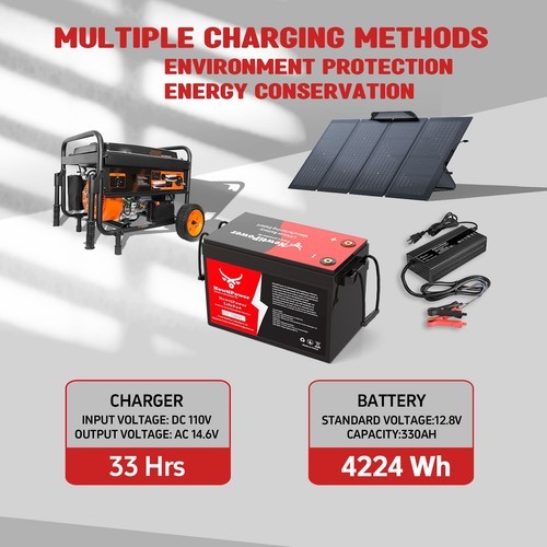 12V 330Ah LiFePO4 Lithium Battery 10000+Cycles 200A BMS Solar Off-grid RV 4224Wh