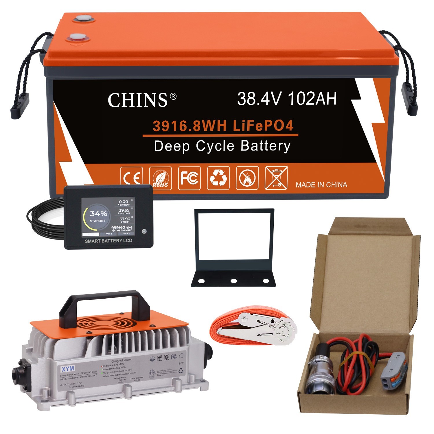 CHINS LiFePO4 Battery 12V 20AH 50AH 100AH Deep Cycle Lithium Battery Gff-Grid