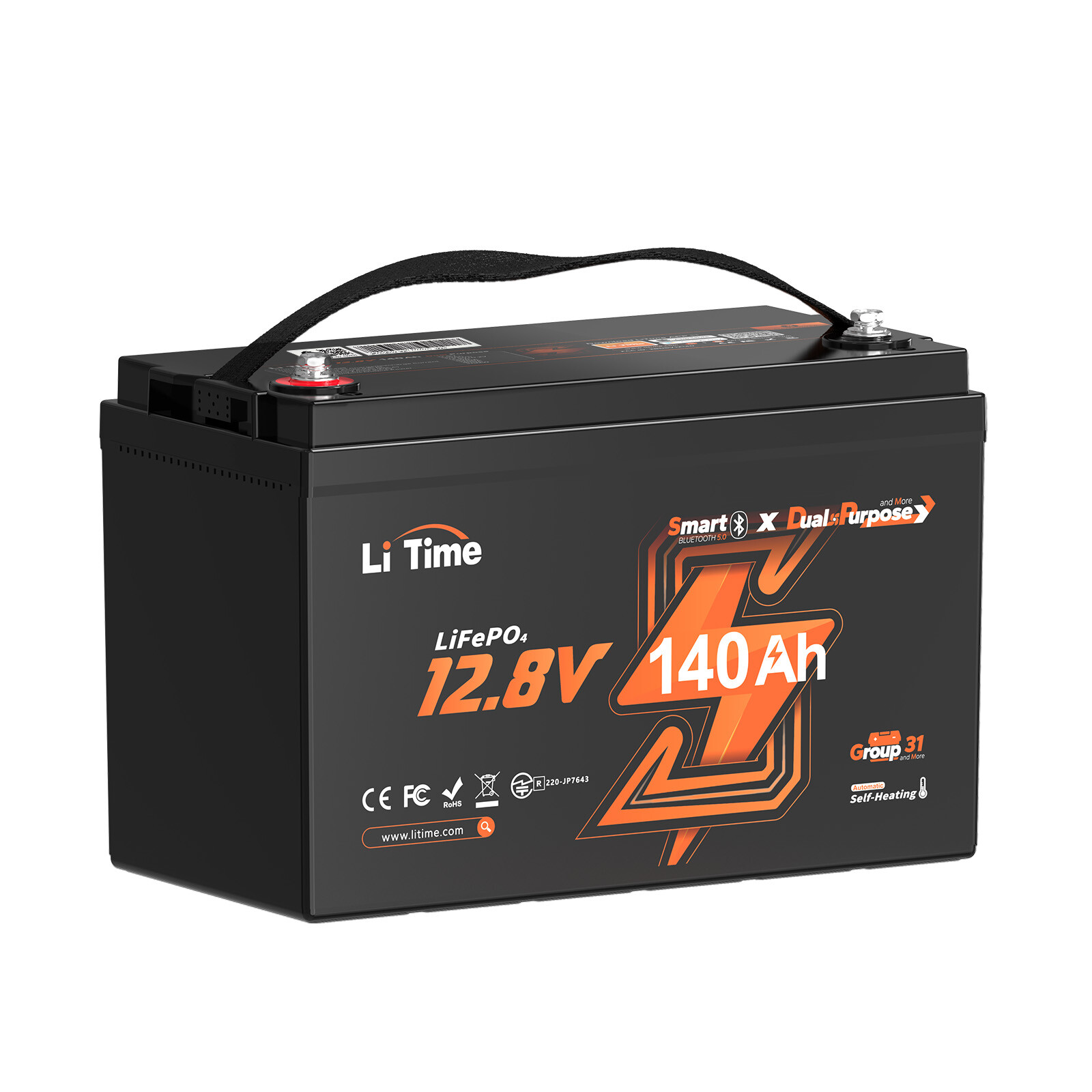 Refurbished LiTime 12V 140Ah Bluetooth Dual Use Marine LiFePO4 Battery CCA 1000