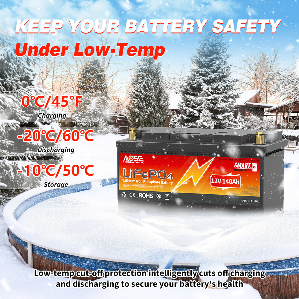 12V 140Ah Bluetooth LiFePO4 Lithium Battery Deep Cycle Smart BMS Marine RV Solar