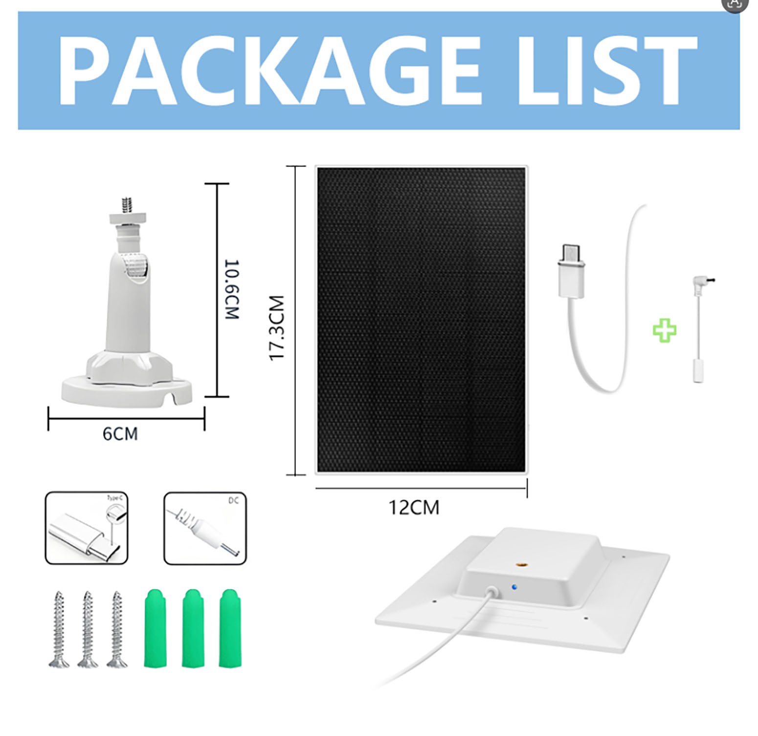 3W Solar Panel Charger Kit for Ring Spotlight Camera/Ring Stick-Up Camera