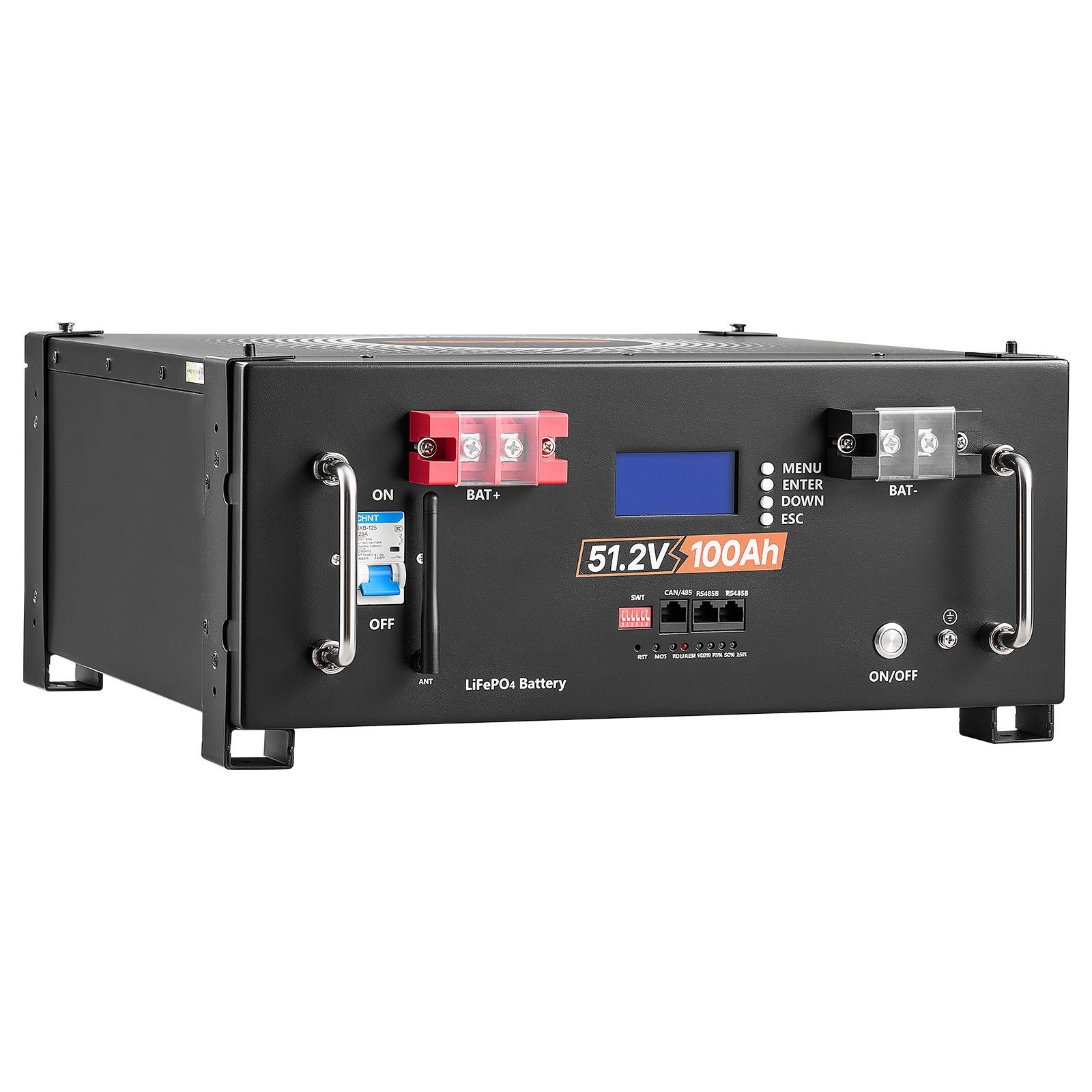 48V 100Ah LiFePO4 Lithium Battery, Built – in 100A BMS, 51.2V Server Rack
