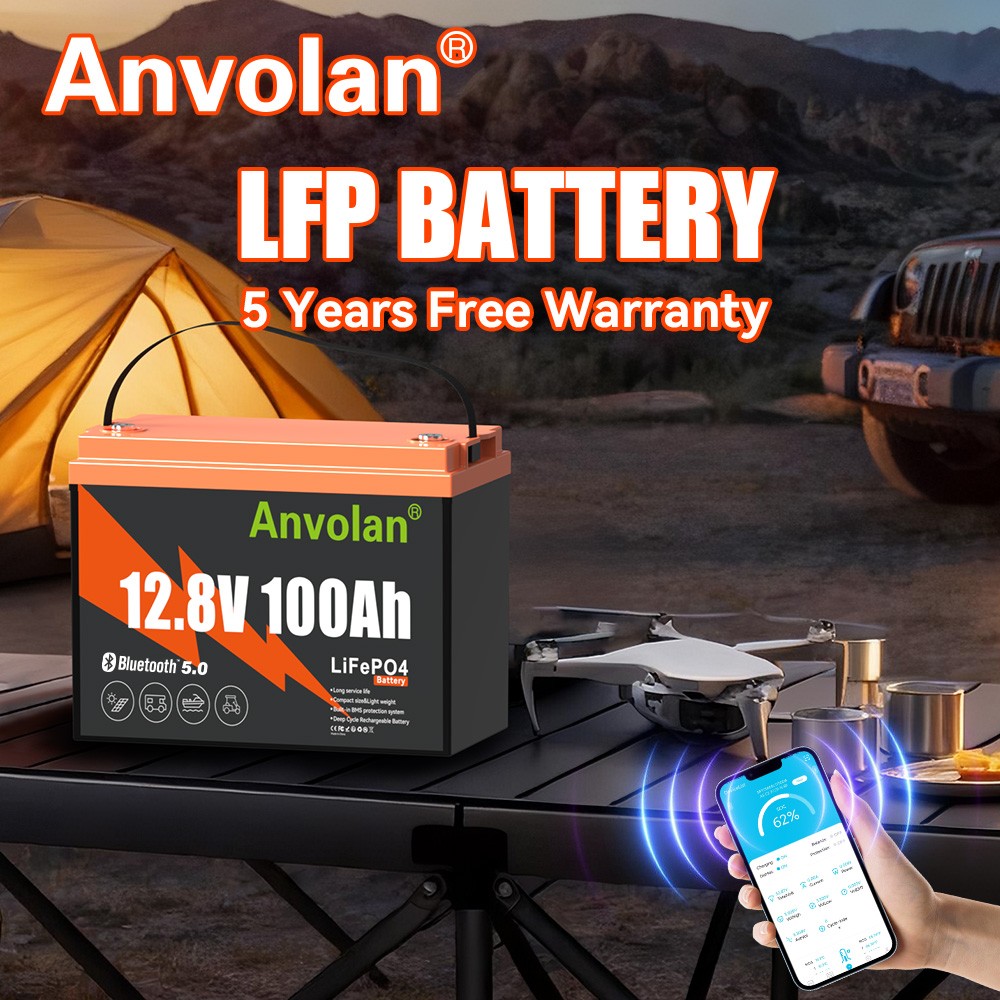 Bluetooth 12V 100Ah LiFePO4 Battery Lithium Iron Phosphate 1280Wh 100A BMS
