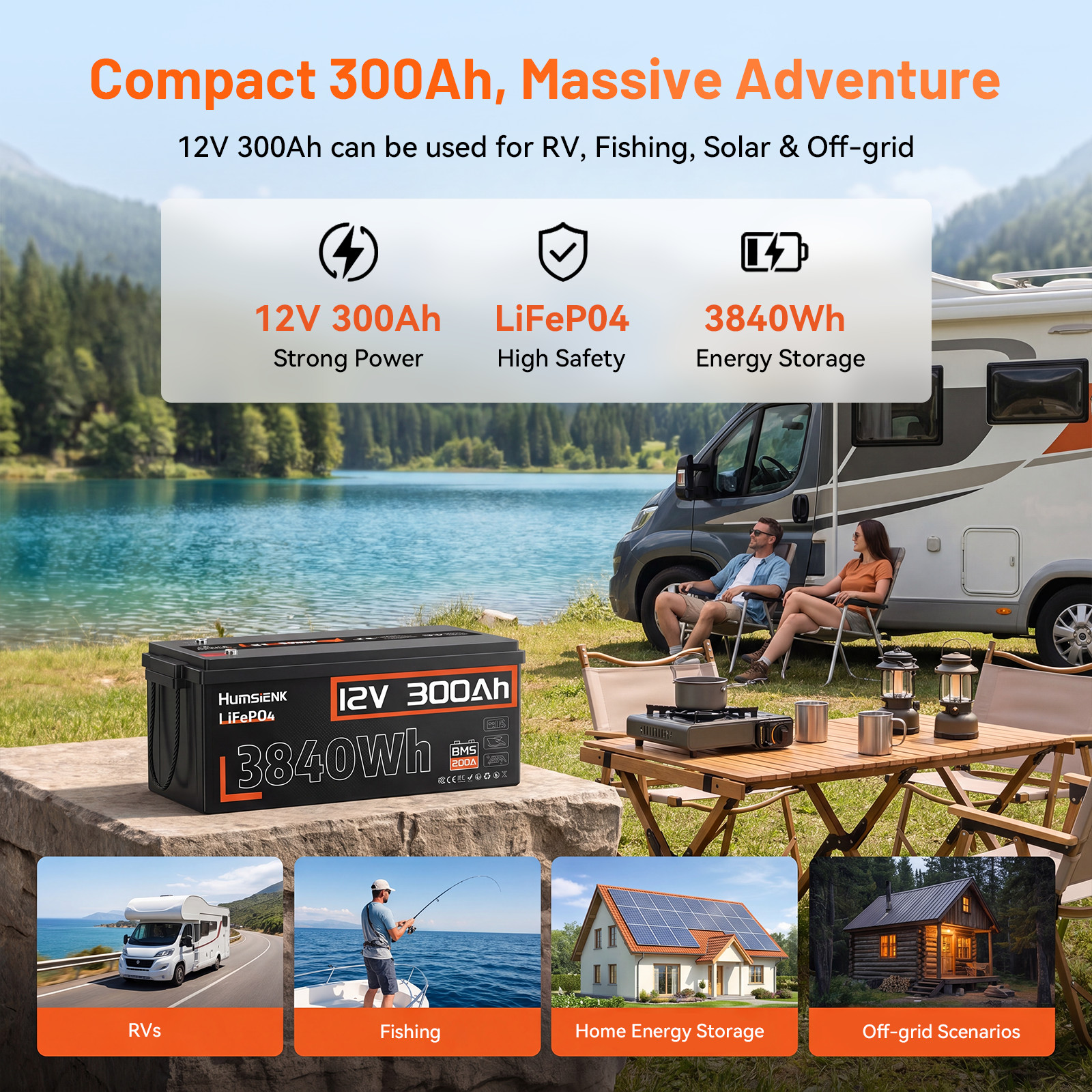 1-4Pack 12V 300Ah LiFePO4 Battery 200A BMS Deep Cycles Solar Marine Yacht Boat