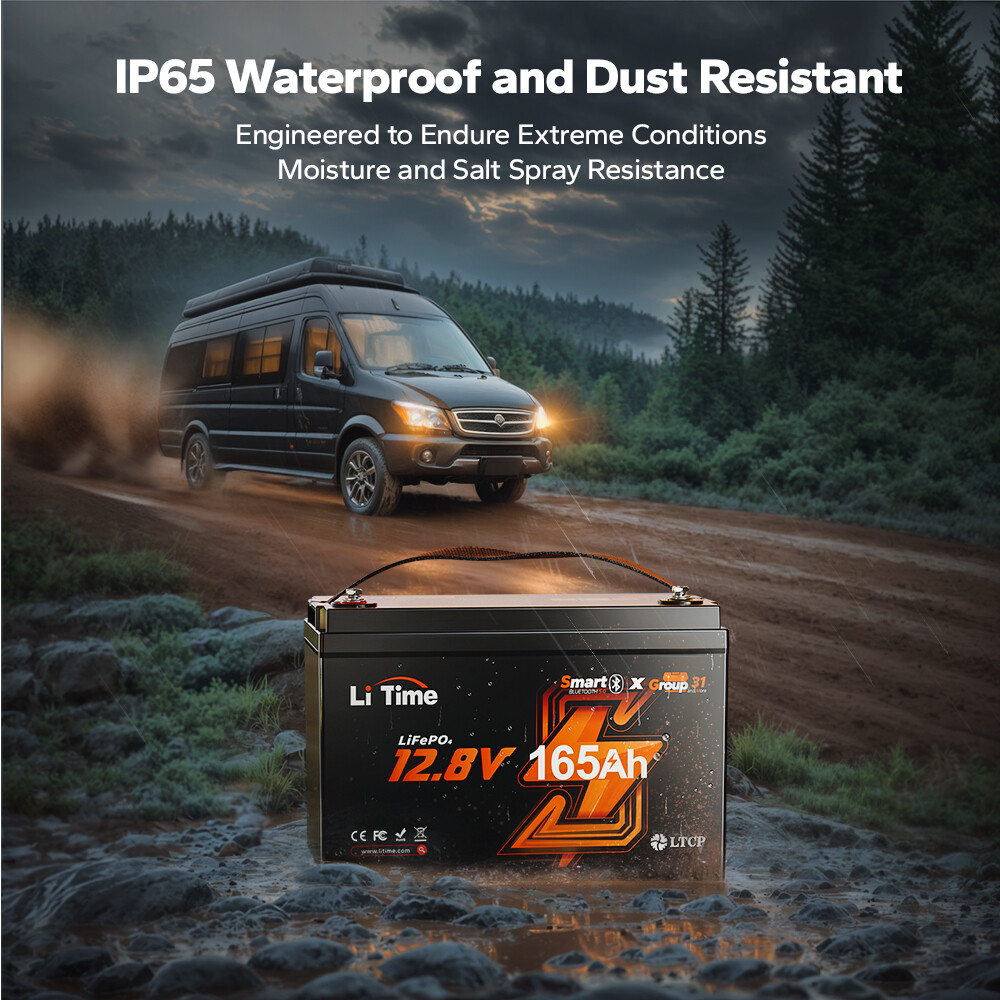 LiTime 12V 165Ah Bluetooth LiFePO4 Lithium Battery Deep Cycle For RV Boat Solar