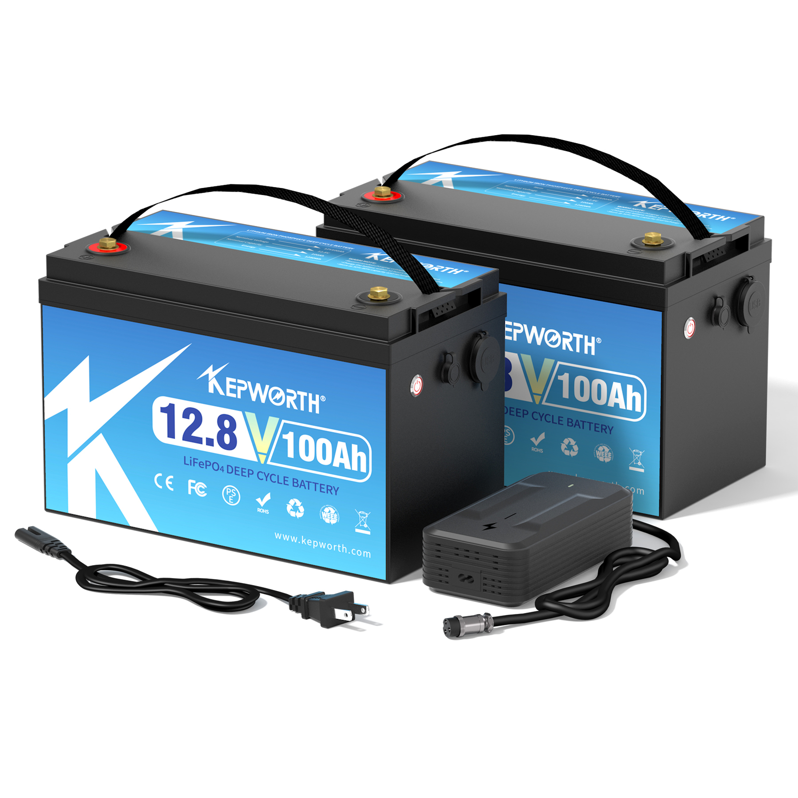 2Pack 12V 100Ah LiFePO4 Battery BMS Solar 20000+ Deep Cycles RV Camper Off-grid