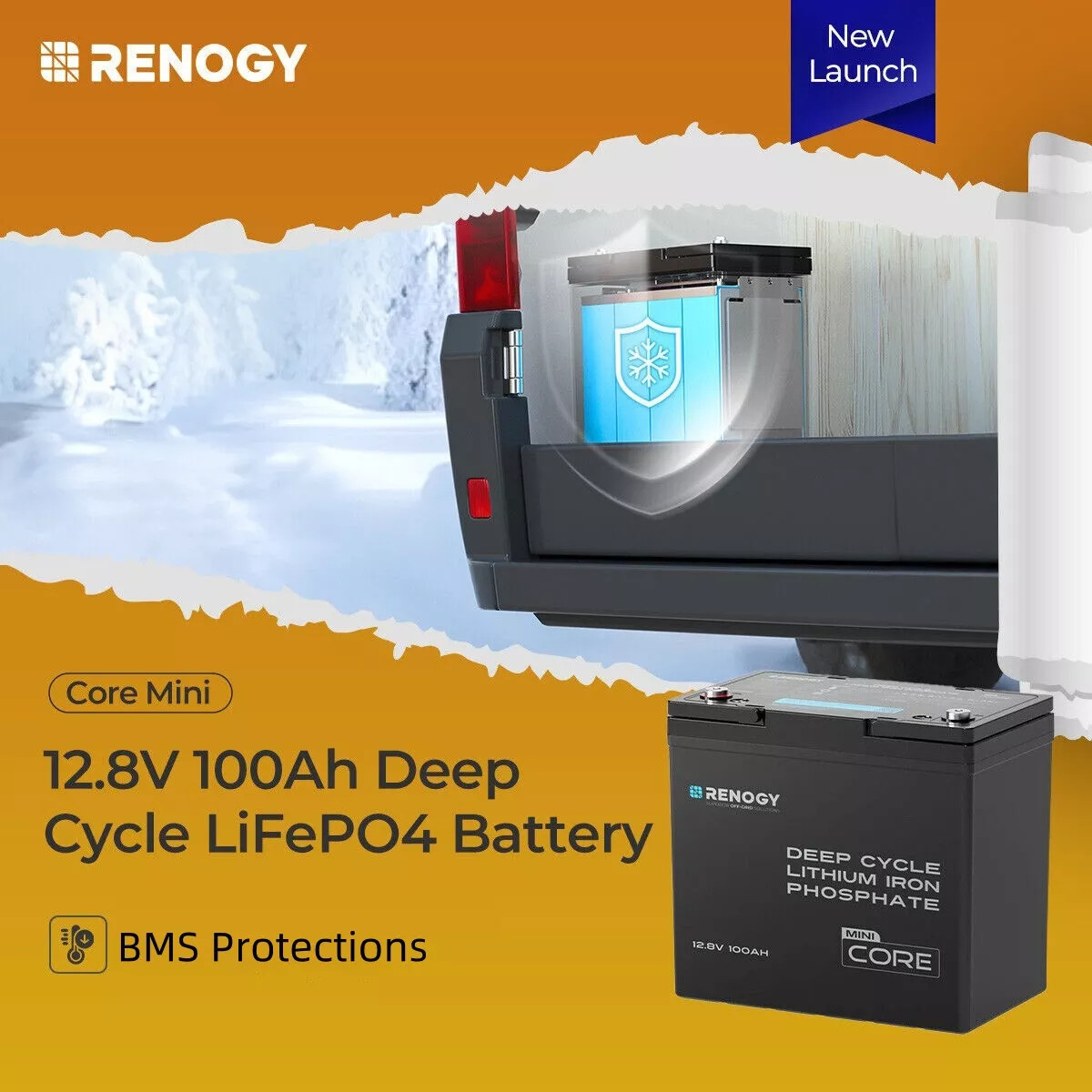Renogy 12V 100Ah LiFePO4 Lithium Battery Deep Cycle For RV Certified Refurbished