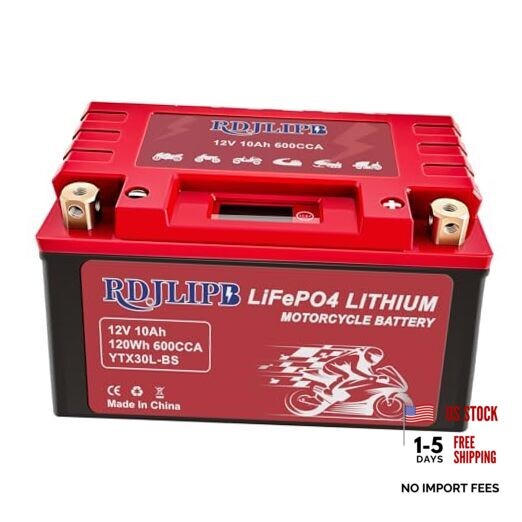 YTX30L-BS Lithium Battery, 12V 10Ah 600CCA LiFePO4 Motorcycle Battery for ATV,