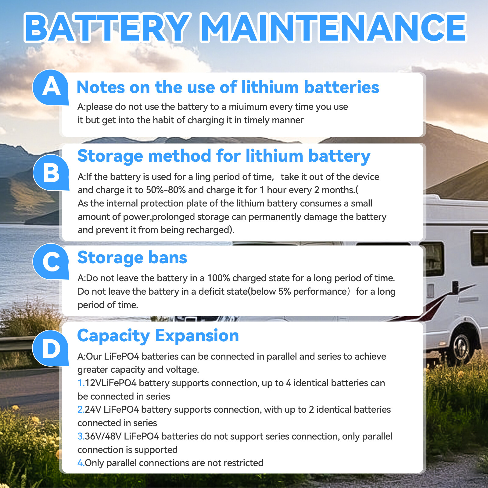 12V 600AH LiFePO4 Lithium Battery 200A BMS 15000+ cycles RV Solar Marine 7680Wh