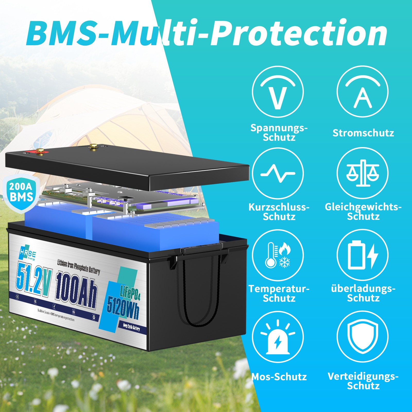 48V 100Ah LiFePO4 Lithium Battery 200A BMS 10240W for Trolling Motor Golf Cart