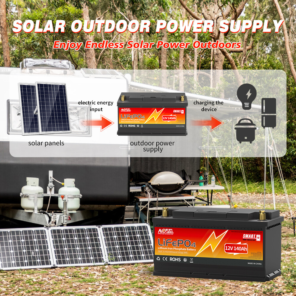 12V 140Ah Bluetooth LiFePO4 Lithium Battery Deep Cycle Smart BMS Marine RV Solar