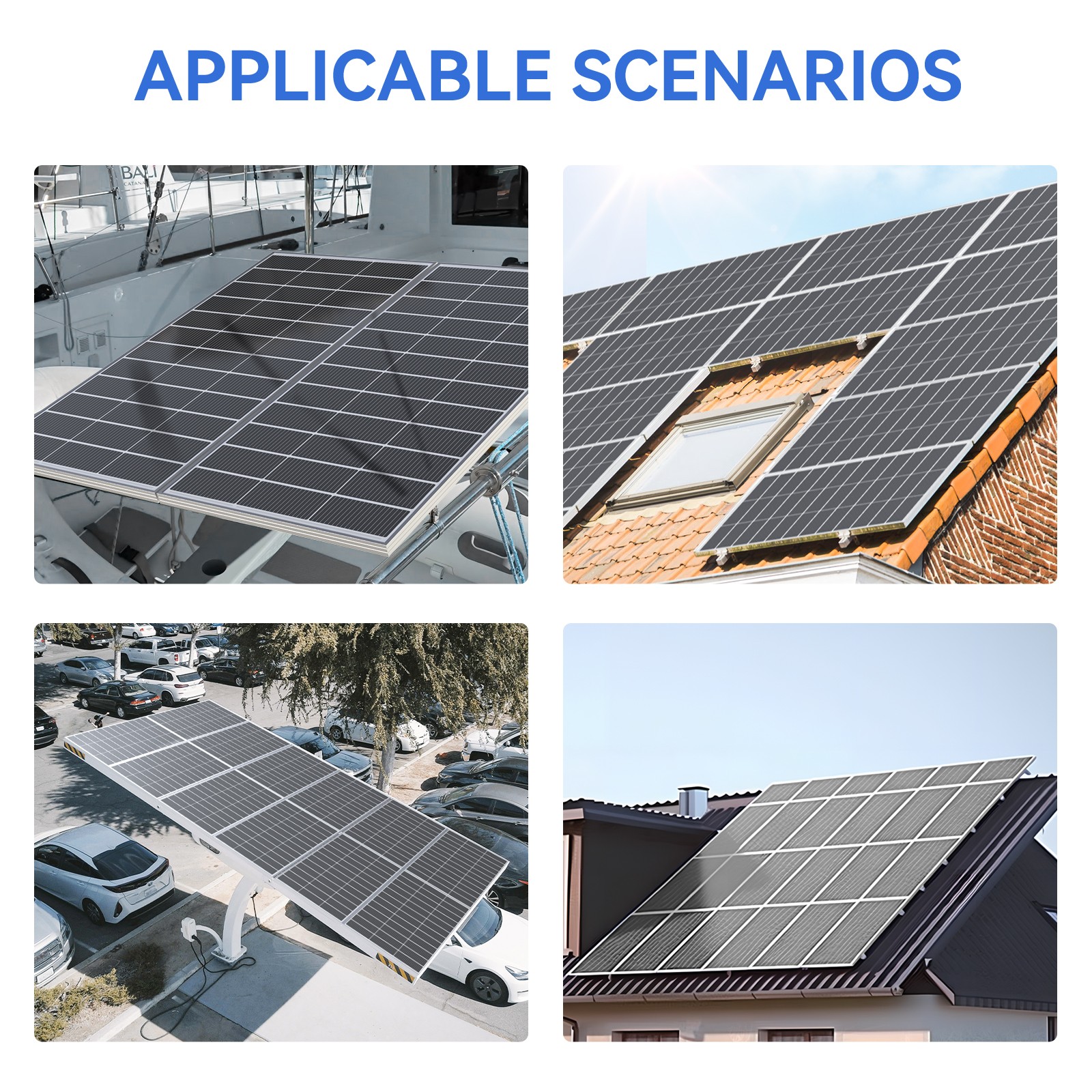 200W white solar panel, 18BB , 25.5% efficient photovoltaic module
