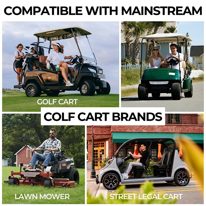 48V 105Ah Golf Cart Lithium Battery 200A BMS 6000+Cycles APP Charger Monitor Set