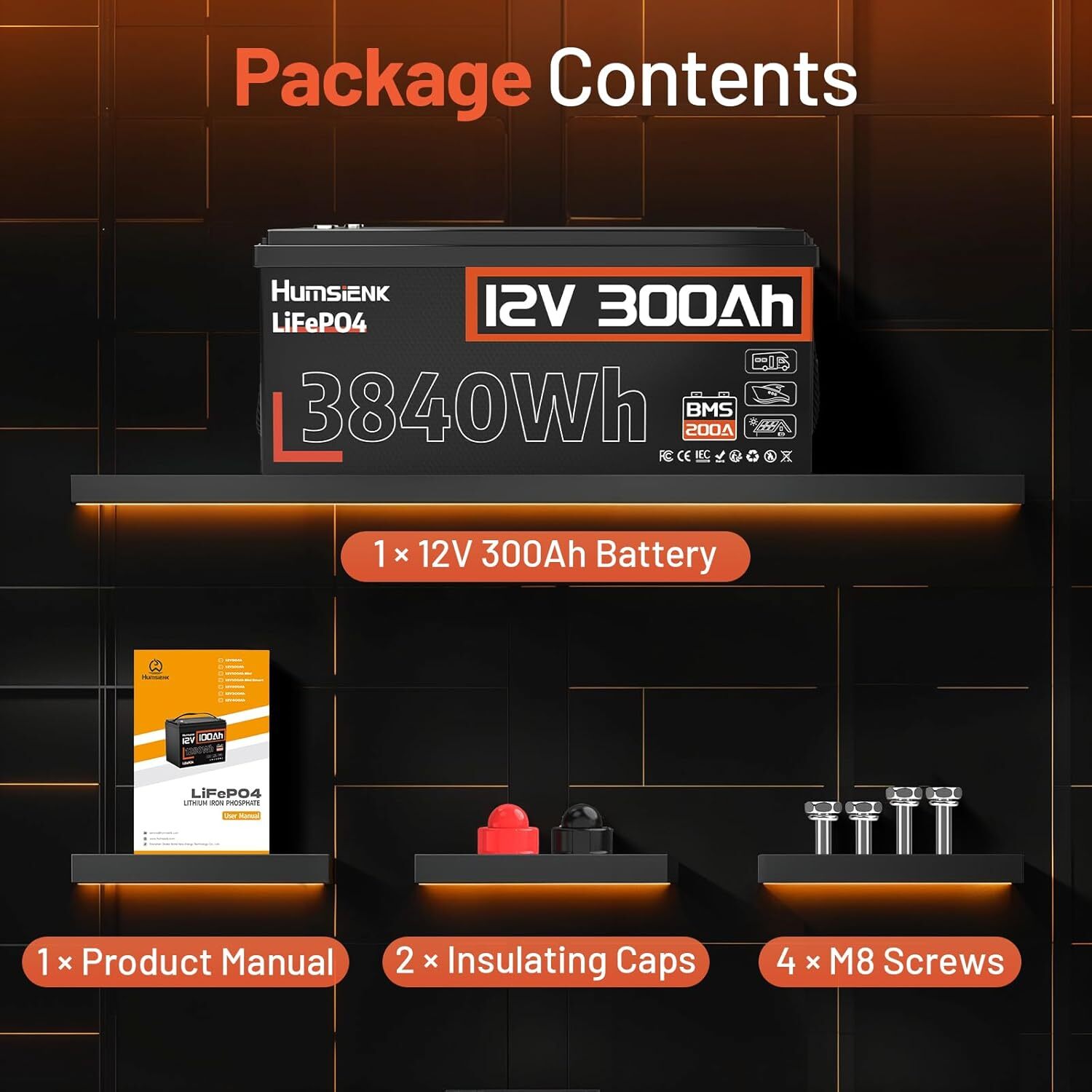 12V 50Ah 100Ah 300Ah 320Ah Bluetooth LiFePO4 Lithium Battery Camping RV Off-Grid