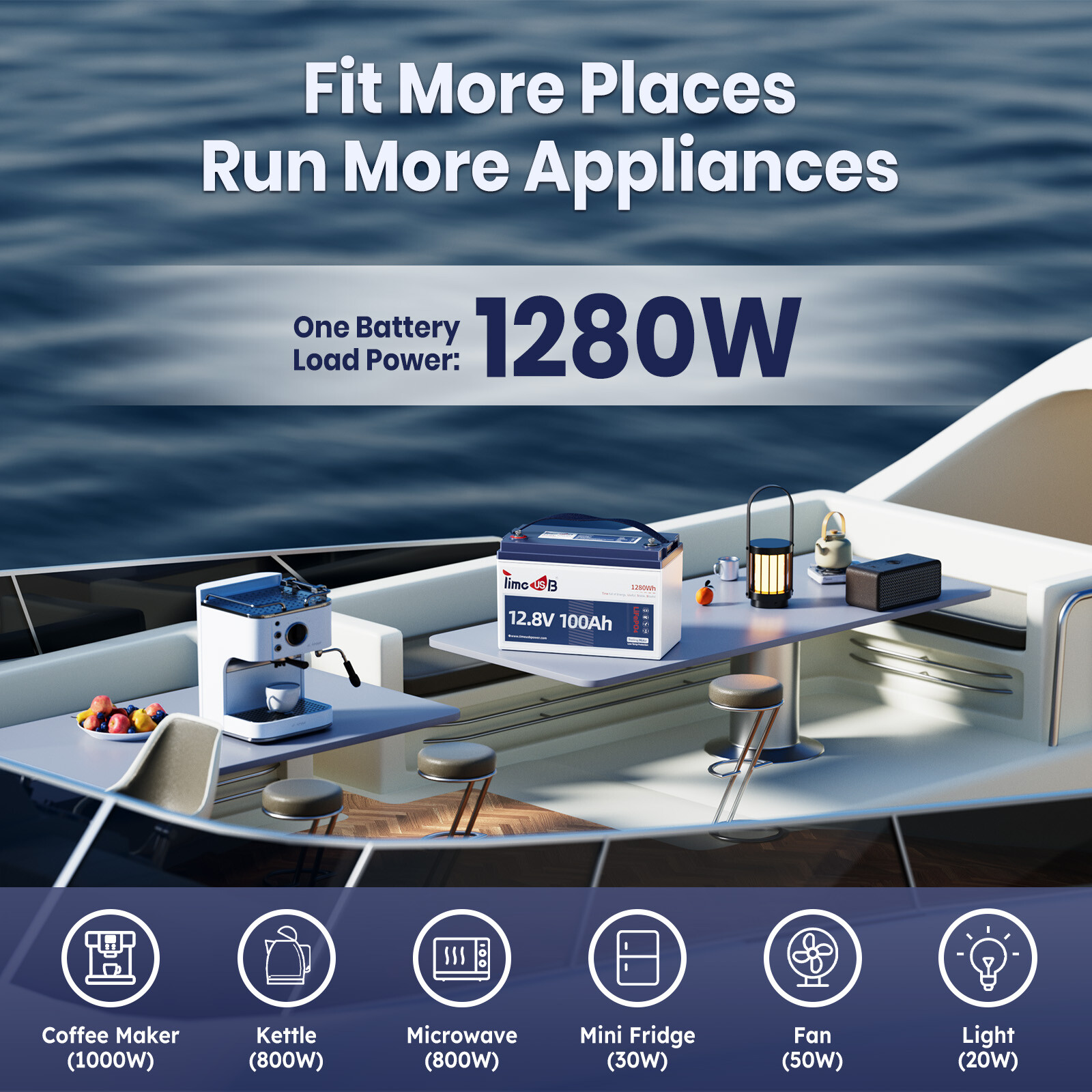 12V 100Ah LiFePO4 Battery with Low Temperature Cut off Protection For RV Marine