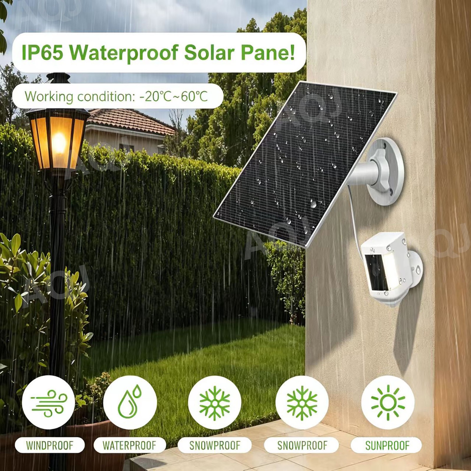 3W Solar Panel for For RING Doorbell Camera 5V Output IP65 Rated Compact Design