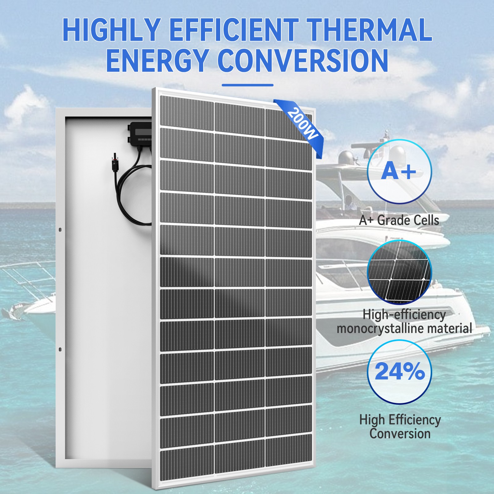200W white solar panel, 18BB , 25.5% efficient photovoltaic module