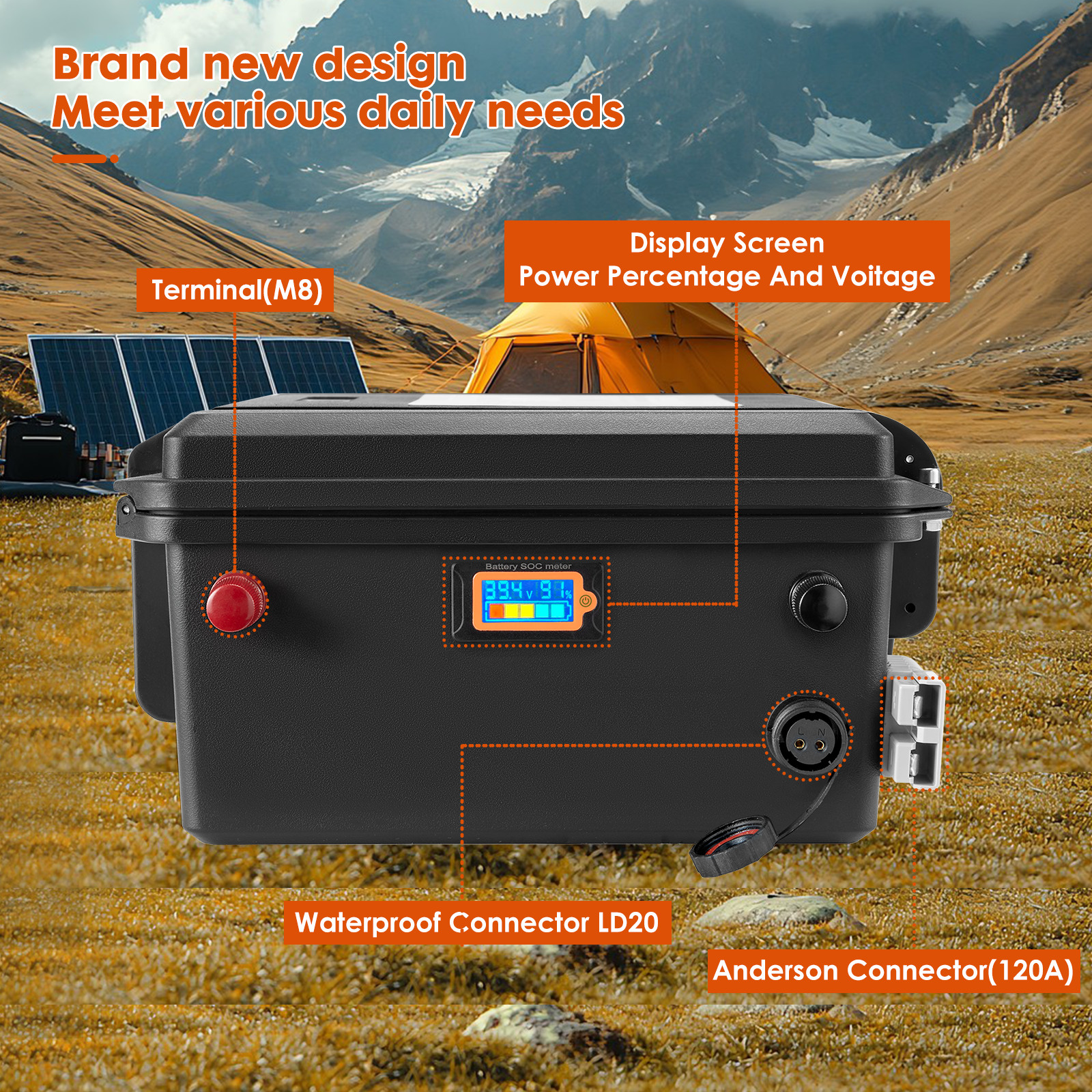 WannaPow 36V 100Ah LiFePO4 Battery BMS Deep Cycle For Trolling Motor,RV,Solar
