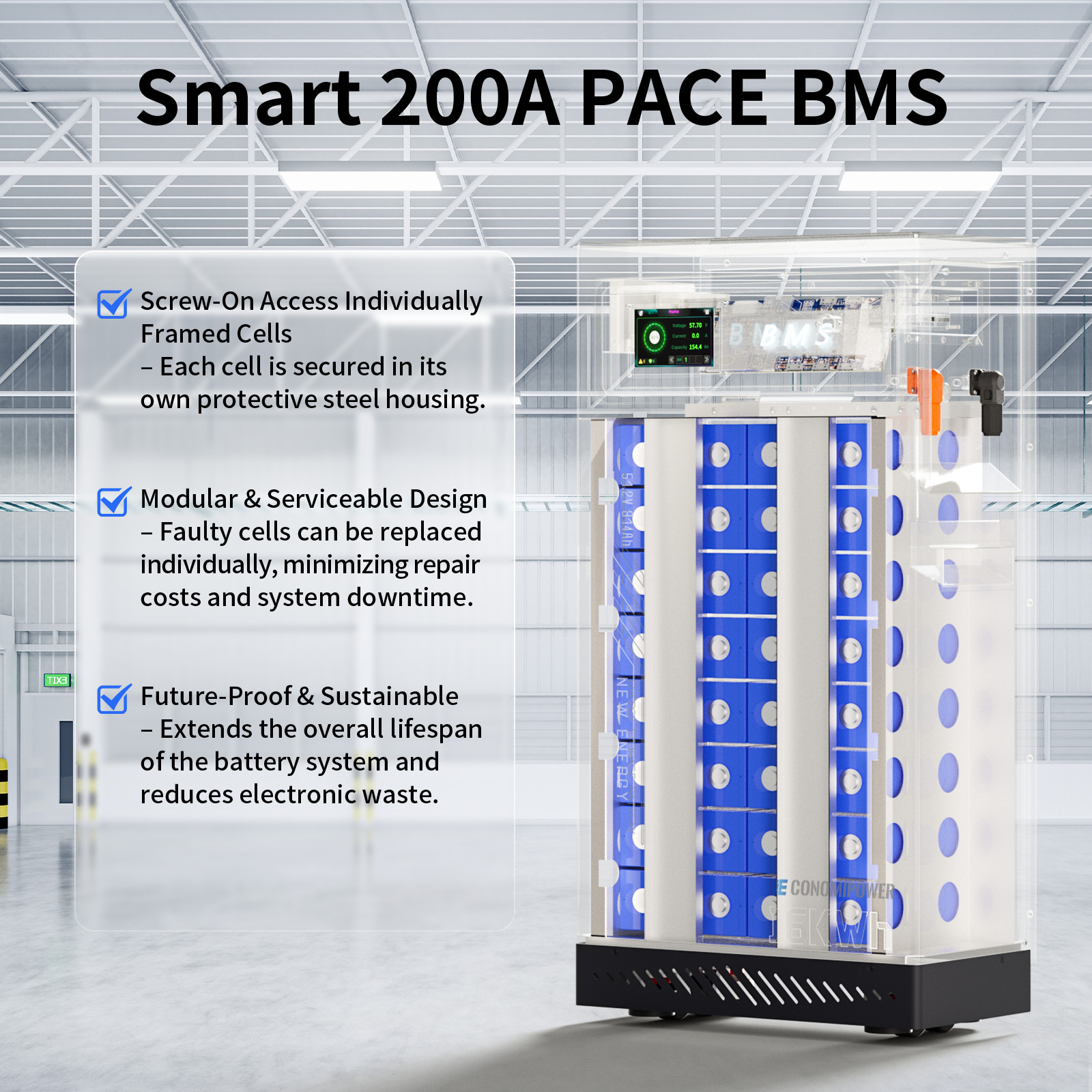48V 314Ah LiFePO4 Deep Cycle Battery 16kWh 200A BMS Bluetooth Solar Home Storage