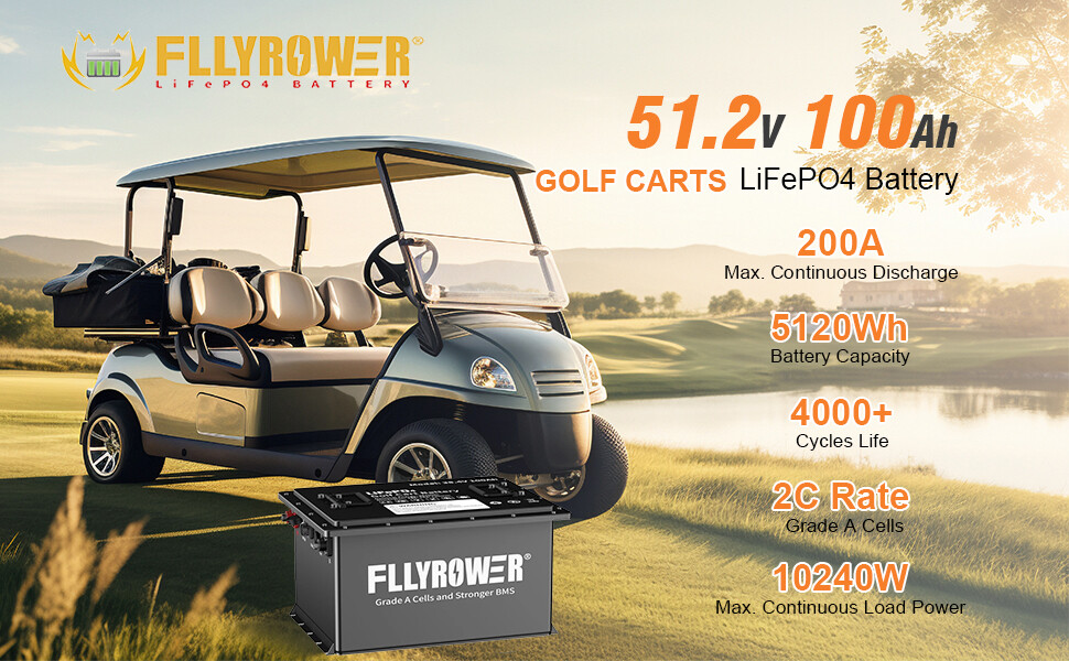 Lifepo4 48V 105AH Golf Cart Battery with 200A BMS 15000+ Deep Cycles+20A Charger