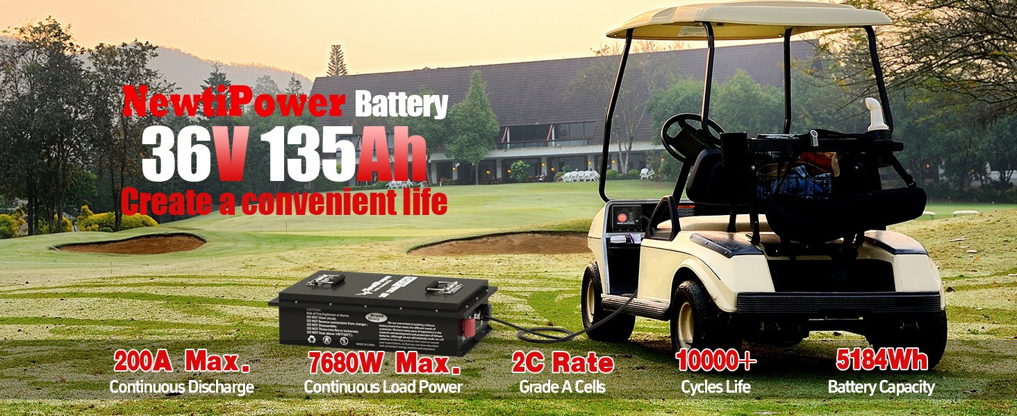 36V 135Ah LiFePO4 Lithium Golf Cart Battery Metal Case UV Solar Off-Grid Boat