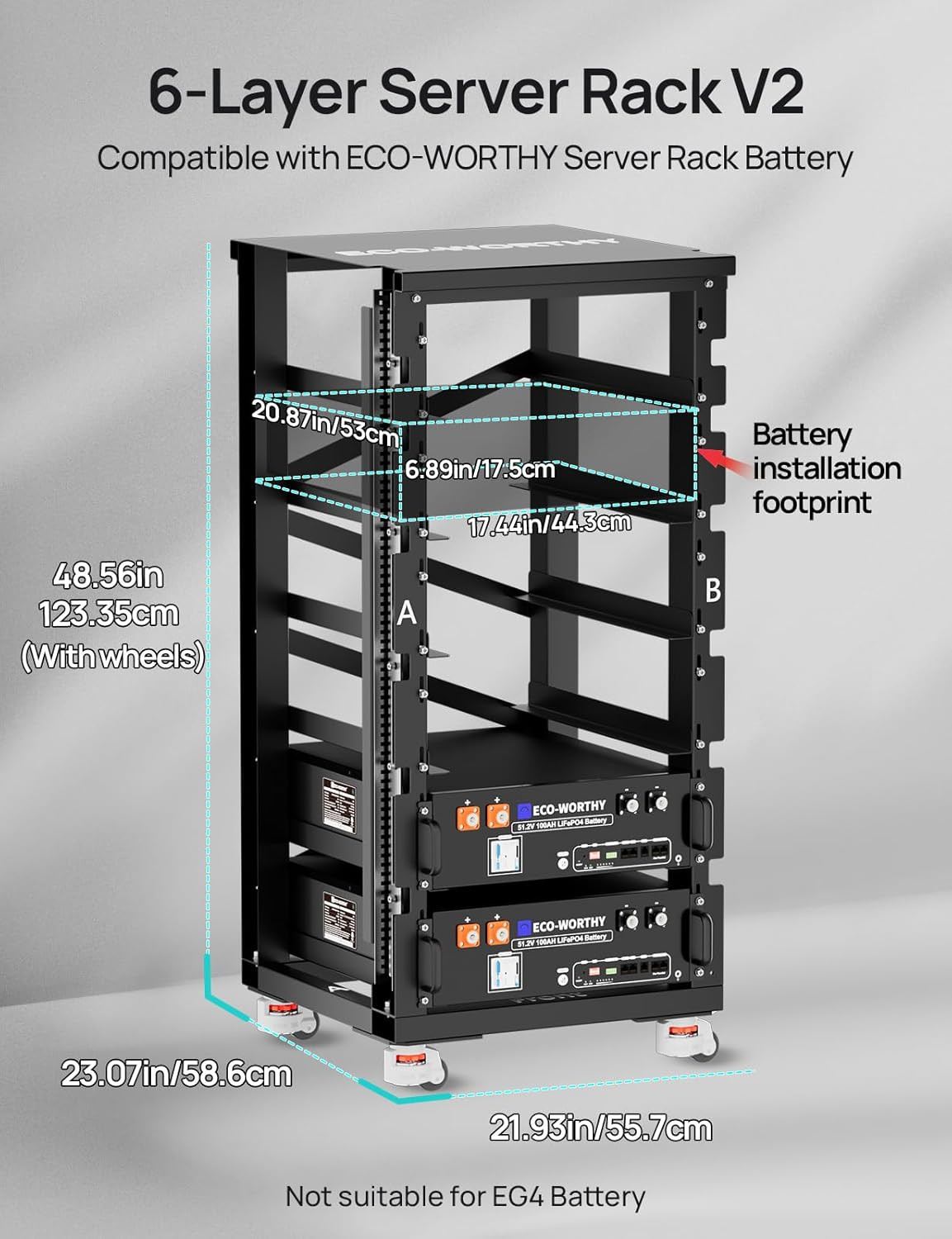 RACK6 V2, 6-Layer Server Rack with 600A Busbar, Compatible with All Rack Batter