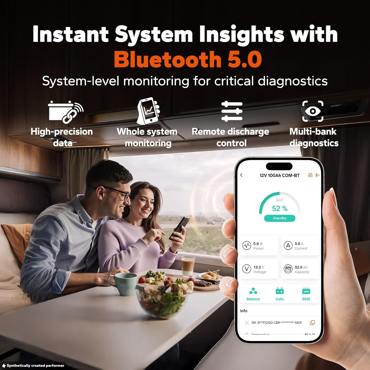 LiTime 12V 100Ah LiFePO4 Group 31 Battery Bluetooth BMS Compatible with Victron