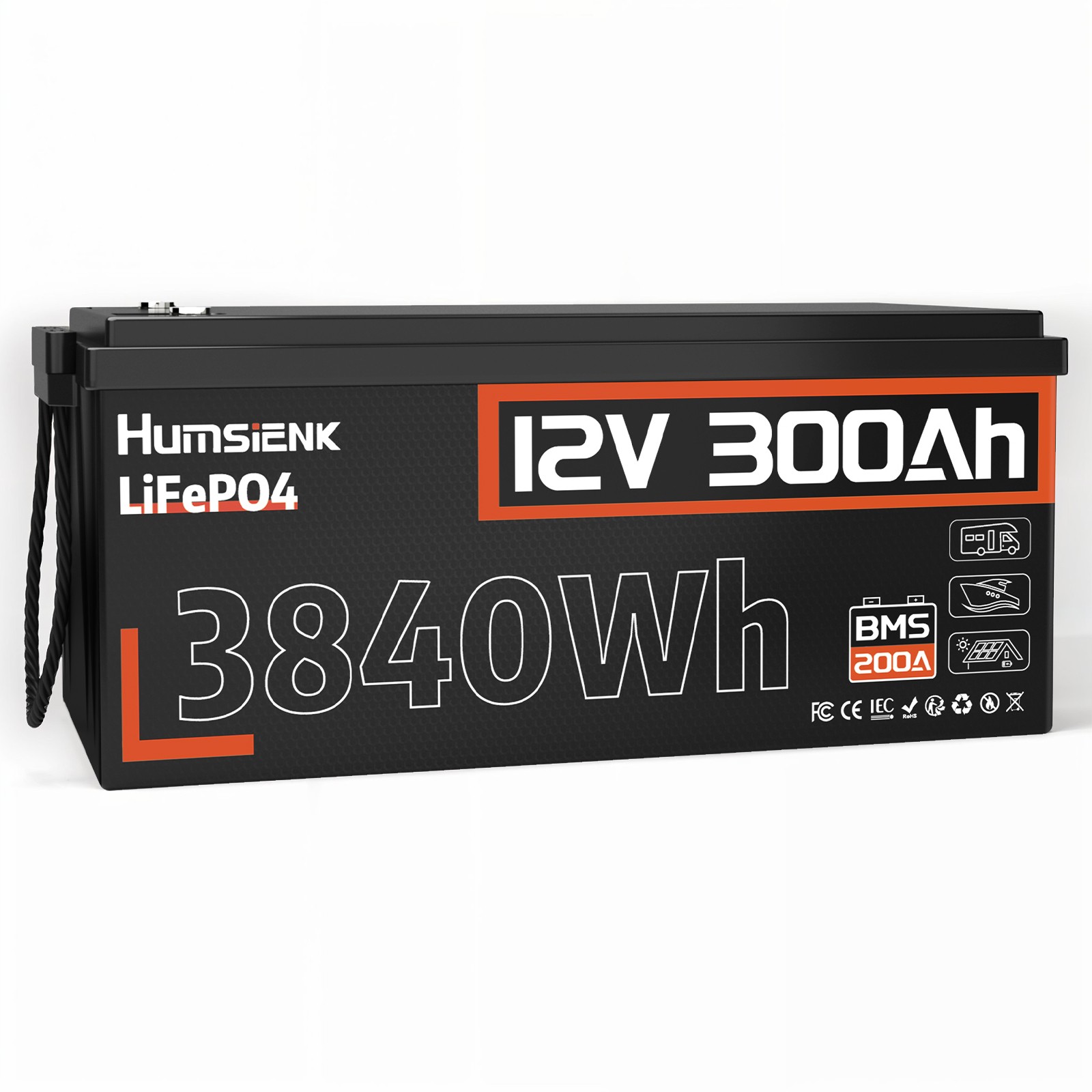 Humsienk 12V 300Ah 314Ah 320Ah LiFePO4 Battery 200A BMS Solar Camping Off-Grid