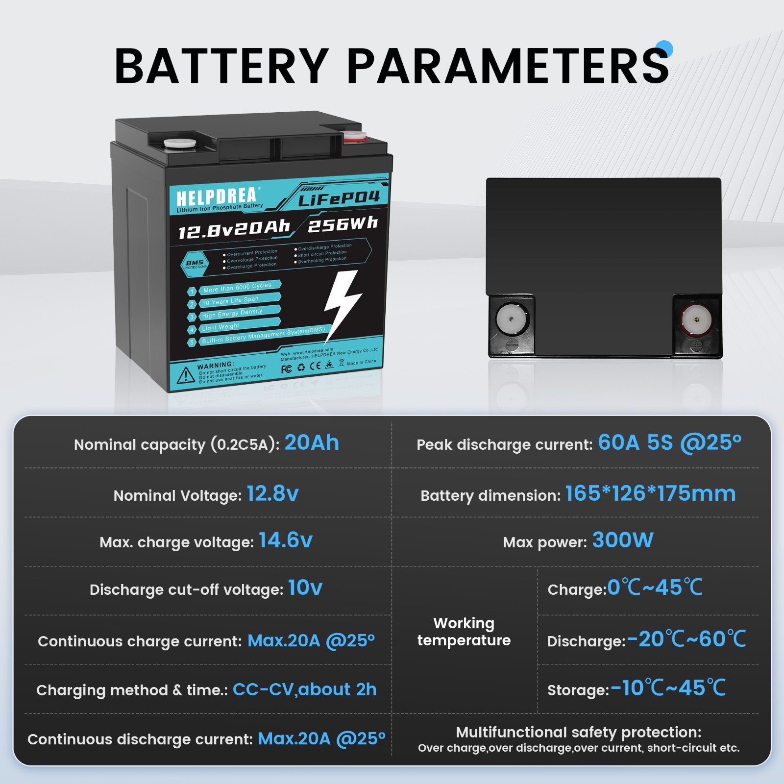LiFePO4 Lithium Battery 12V 20Ah 50Ah 100Ah 200Ah for RV Solar Marine Off-grid