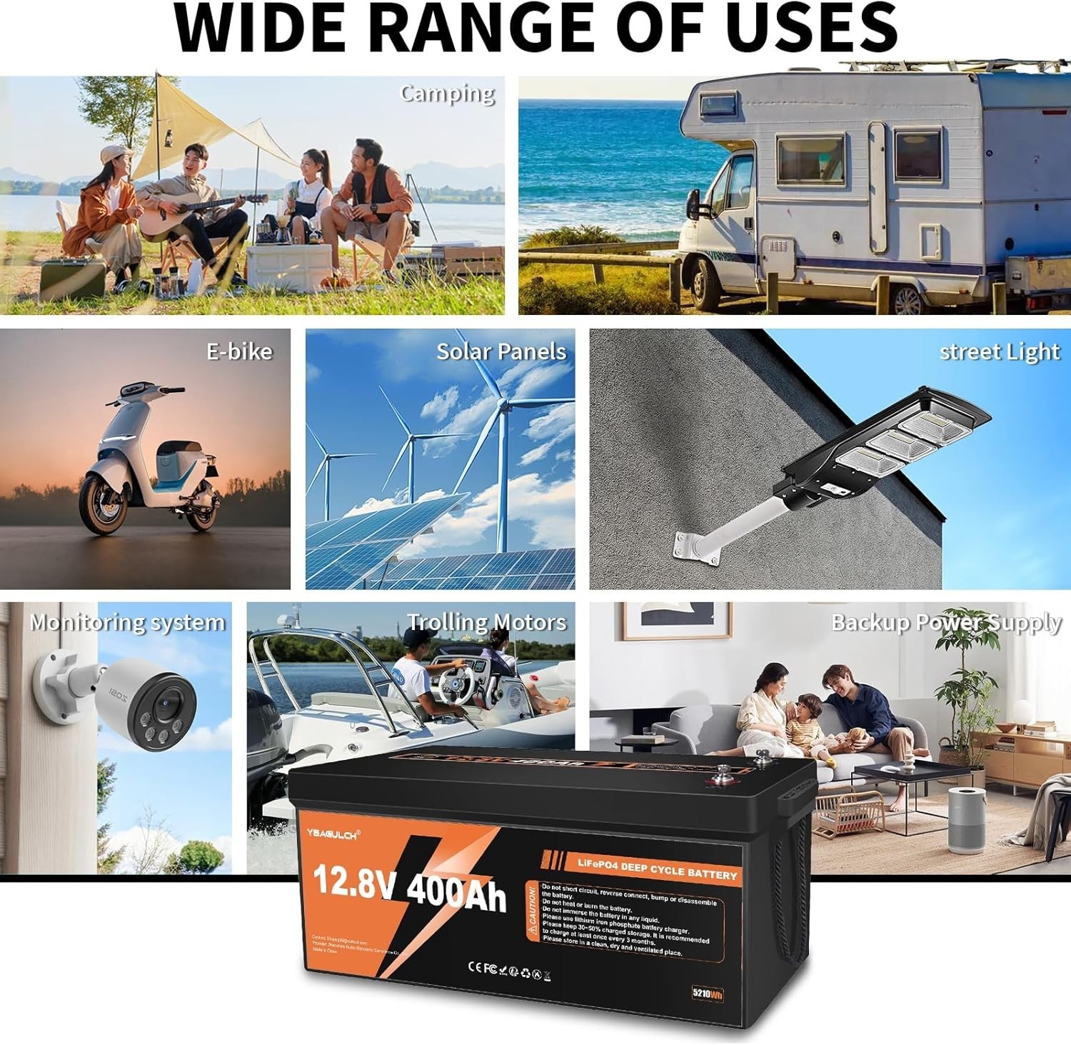 12V 400Ah LiFePO4 Lithium Battery Up to 15000 Deep Cycle LiFePO4 Battery Perfect