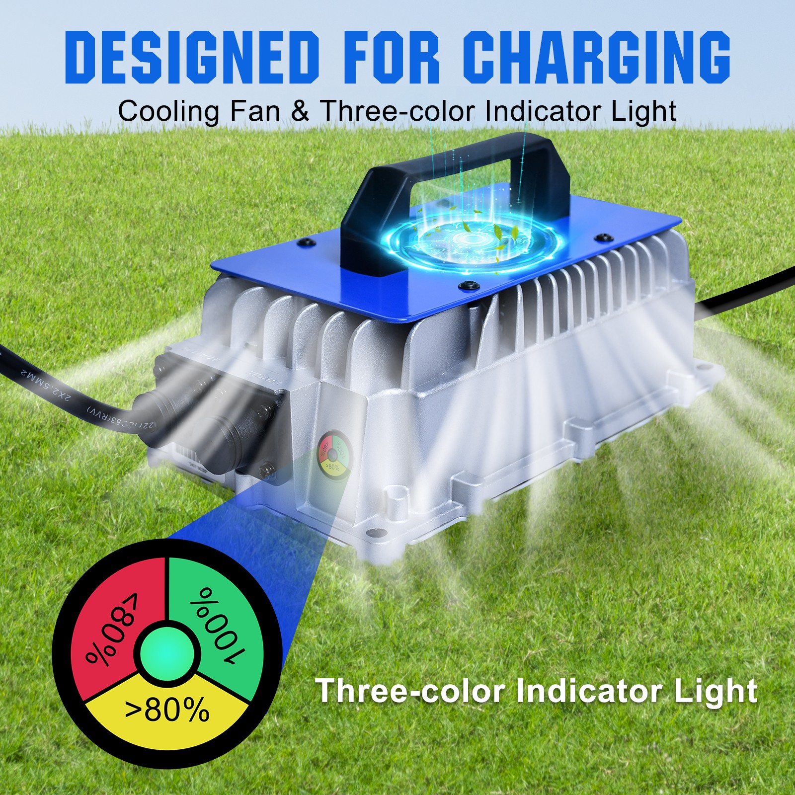 ECO-WORTHY 48V 50Ah LiFePO4 Lithium Battery Golf Cart Monitor with 18A Charger