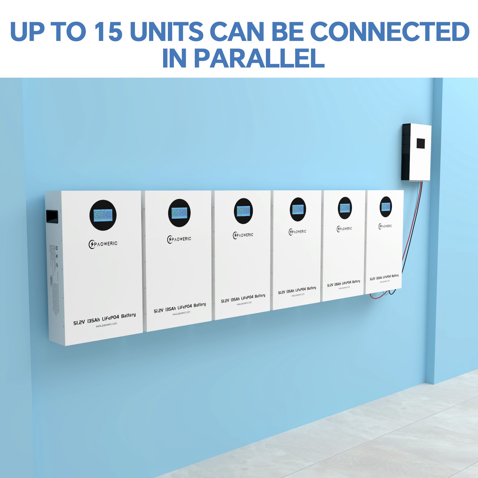 48V 51.2V 135Ah LiFePO4 Lithium Battery Wall Mounted 100A BMS Solar Home Storage