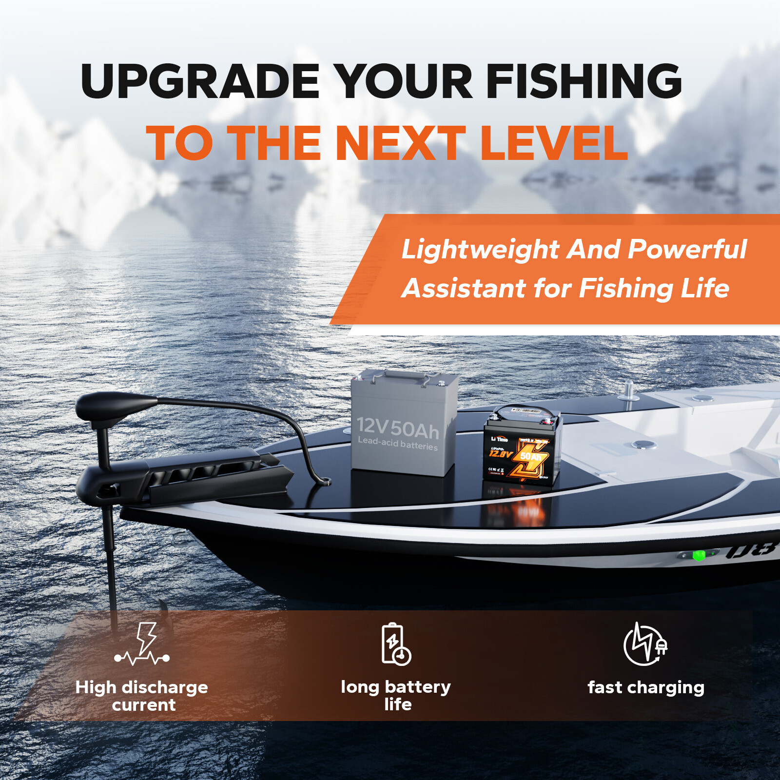 LiTime 12V 50Ah Bluetooth LiFePO4 Lithium Battery For RV Camper Trolling Motor