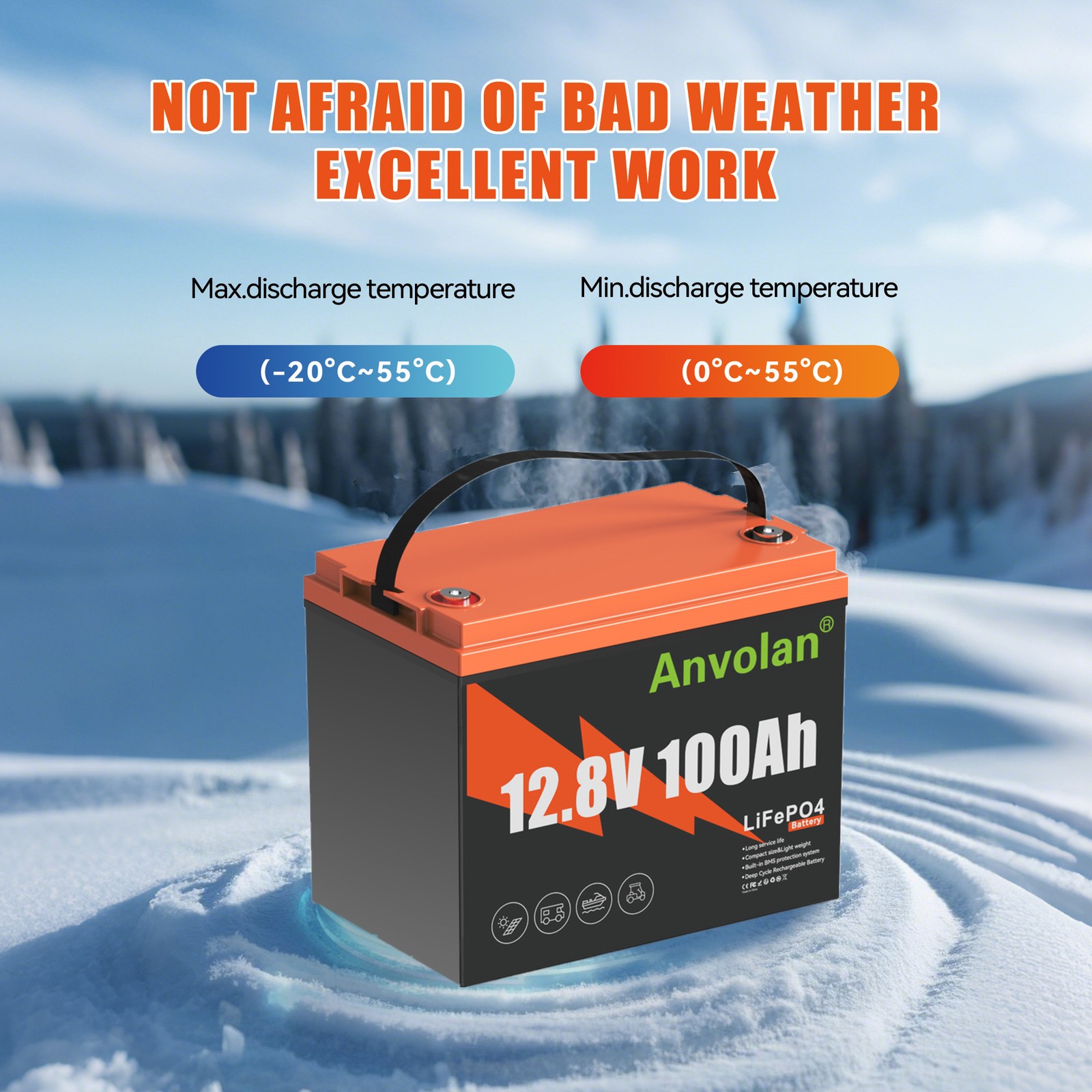 12V 100Ah 200Ah LiFePO4 Lithium Battery Pack BMS Deep Cycle for RV Marine Solar