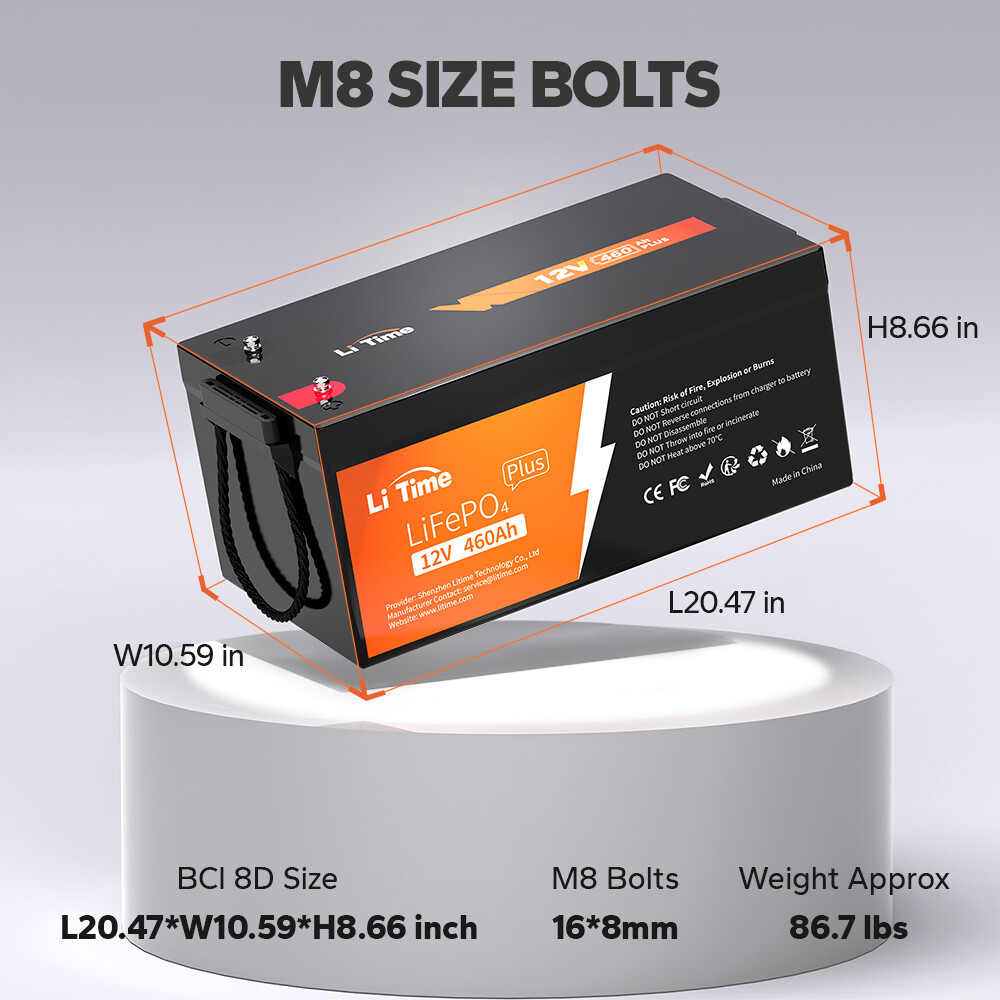 Refurbished LiTime 12V 460Ah LiFePO4 Lithium Battery 250A BMS for Solar Off grid