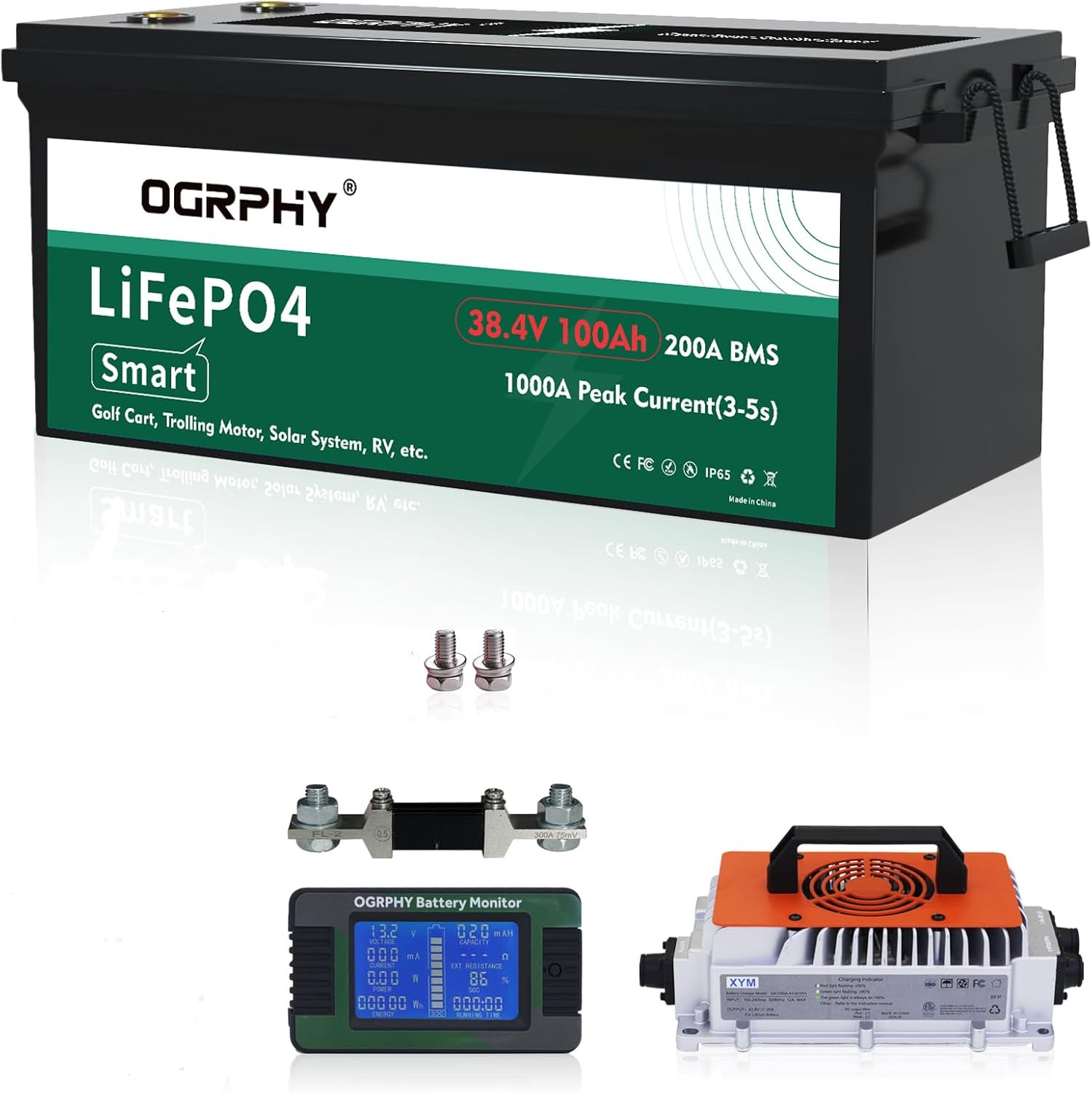 OGRPHY 36V 100Ah LiFePO4 Battery,200A BMS,for Golf Car, Trolling Motor etc(Used)