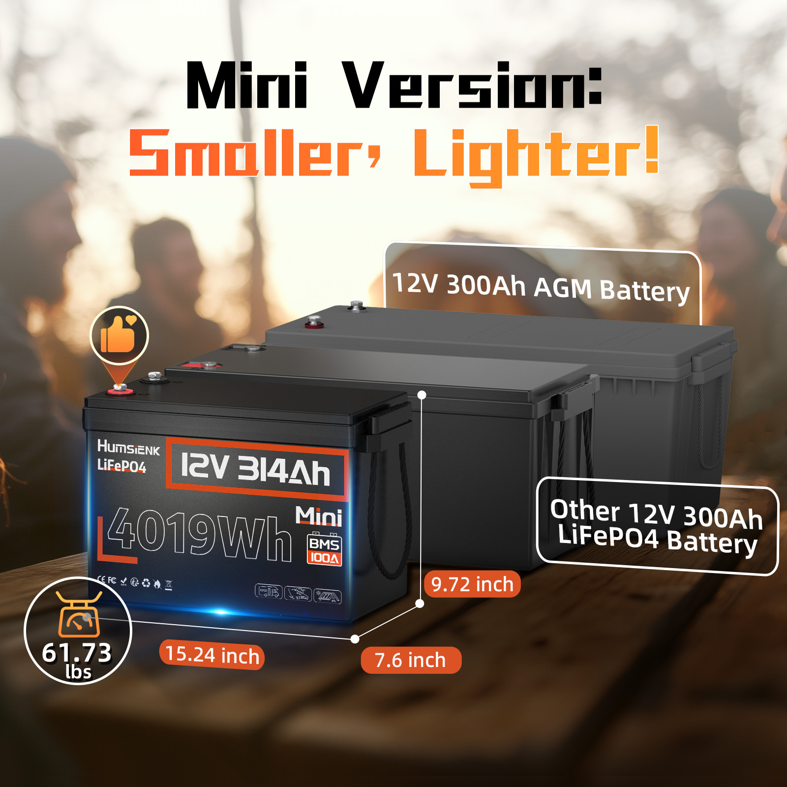 4019Wh 12V 314Ah 300Ah LiFePO4 Lithium Battery Deep Cycles RV Marine Kayak Boat