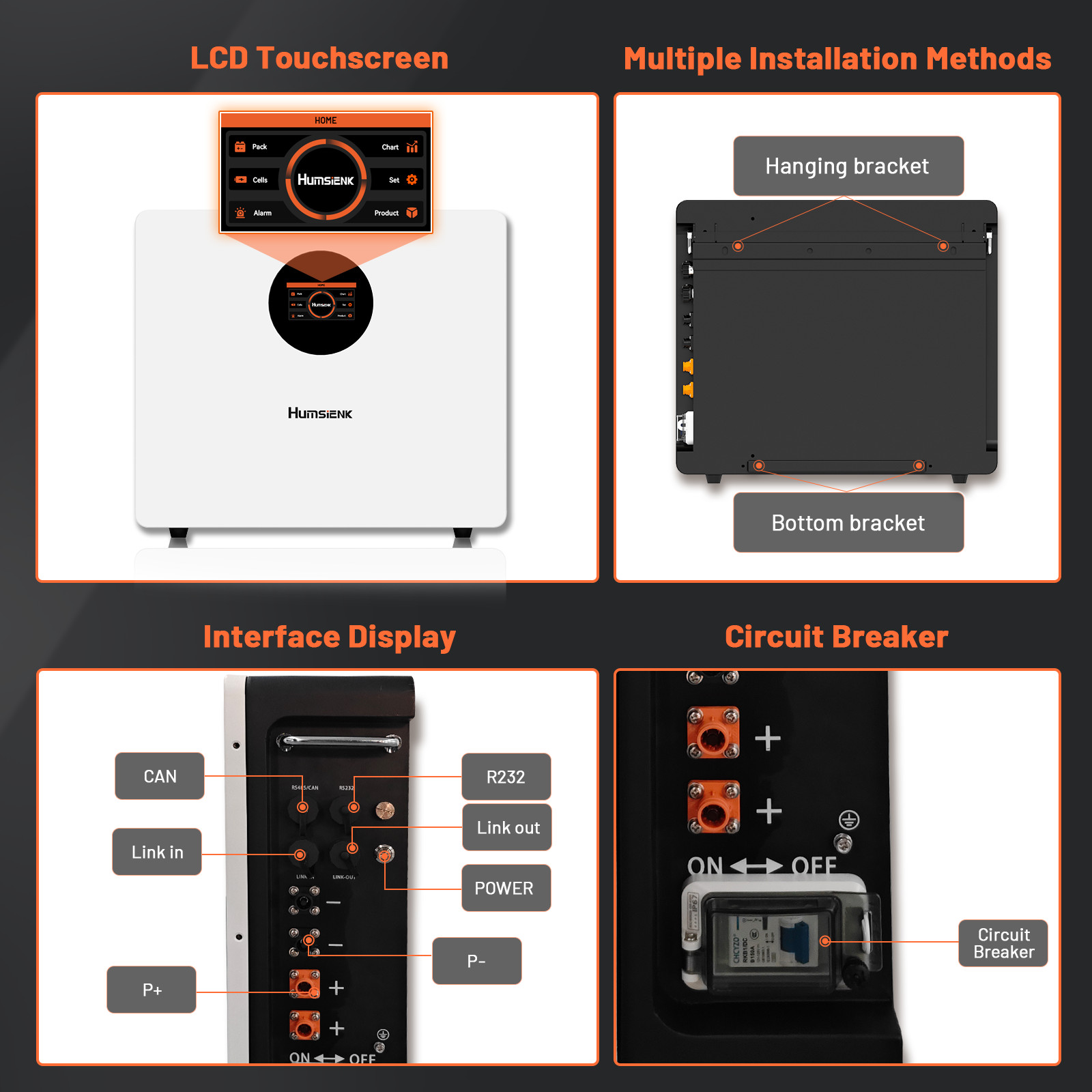 48V 100V 5120Wh Wall-Mounted Battery +48V 12KW Solar Hybrid Inverter Dual MPPT