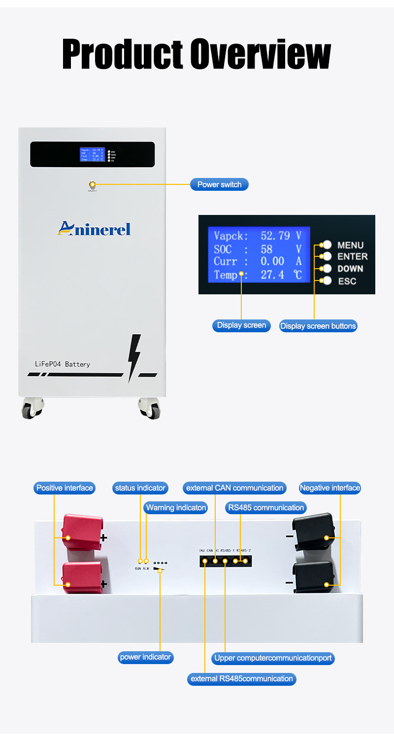 48V 314Ah Lithium Battery 16kWh + 11kWh 48V Solar Hybrid Inverter MPPT Off-Grid